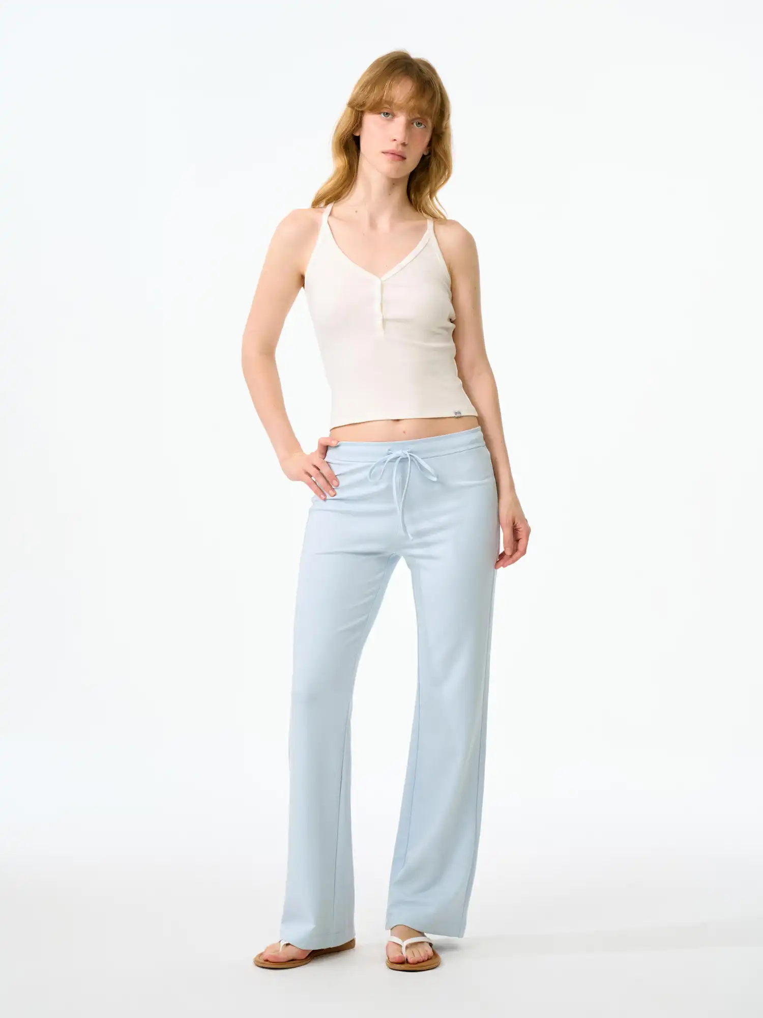 Ribbed Henley Crop Racerback Tank Top - Image 15
