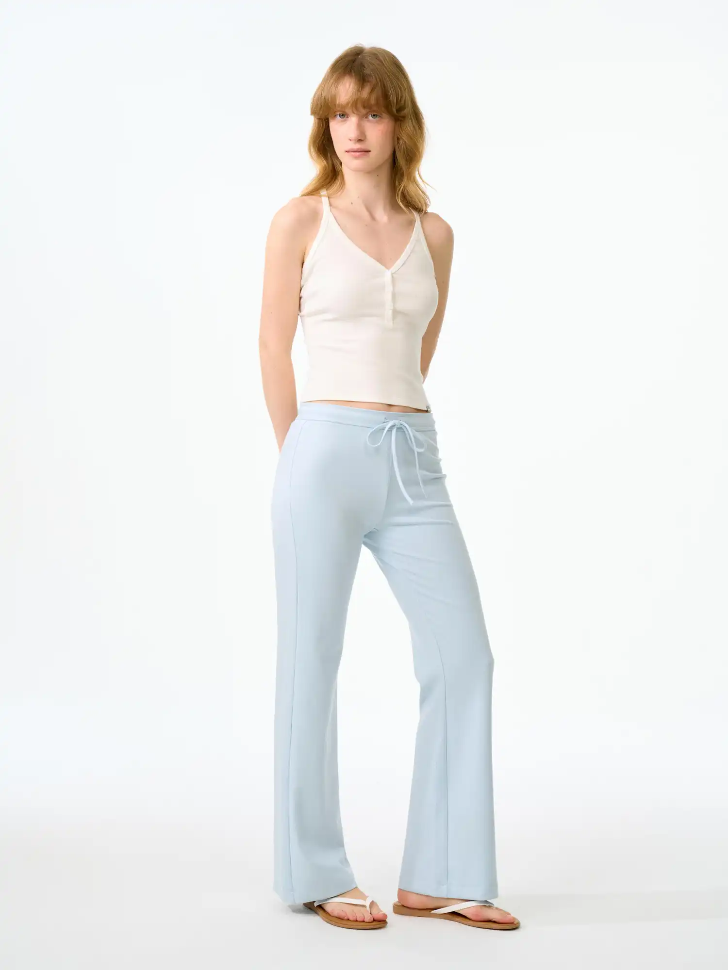 Ribbed Henley Crop Racerback Tank Top - Image 16