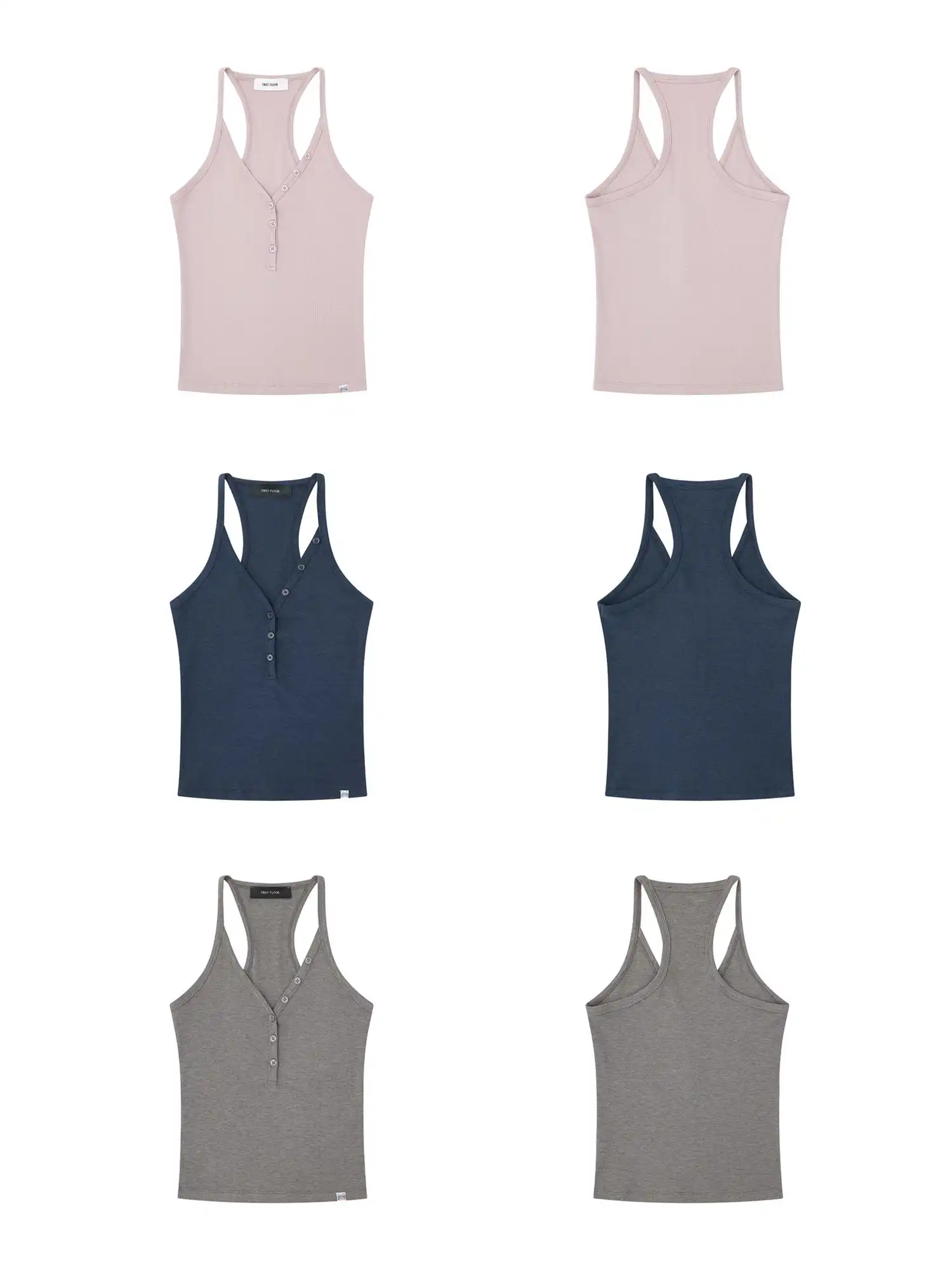 Ribbed Henley Crop Racerback Tank Top - Image 17