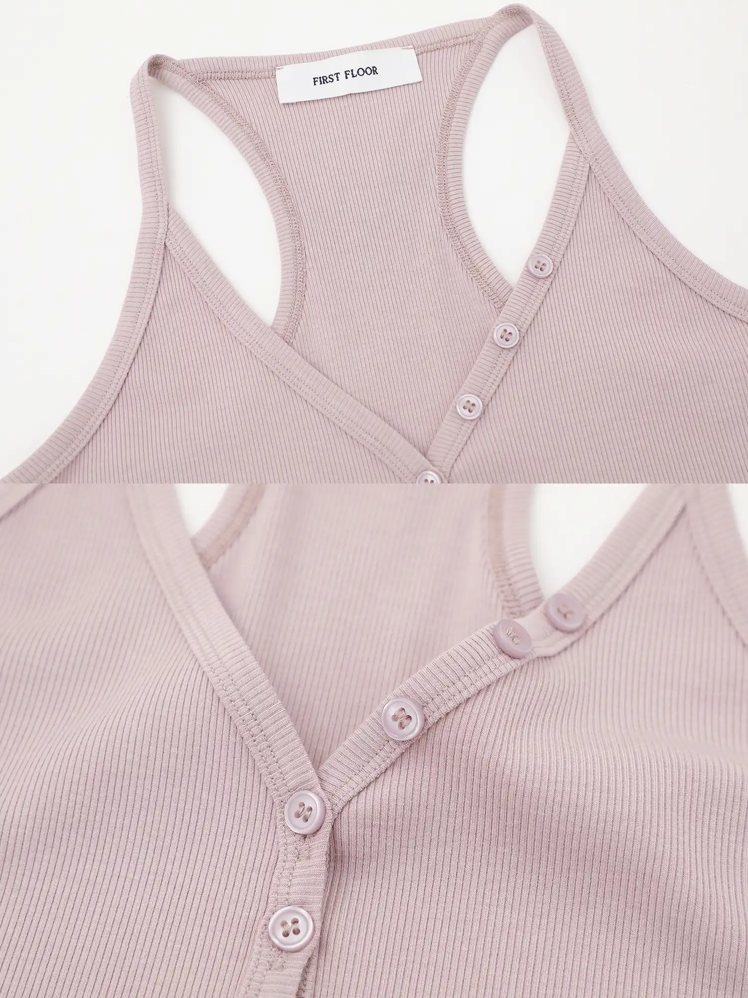 Ribbed Henley Crop Racerback Tank Top - Image 19