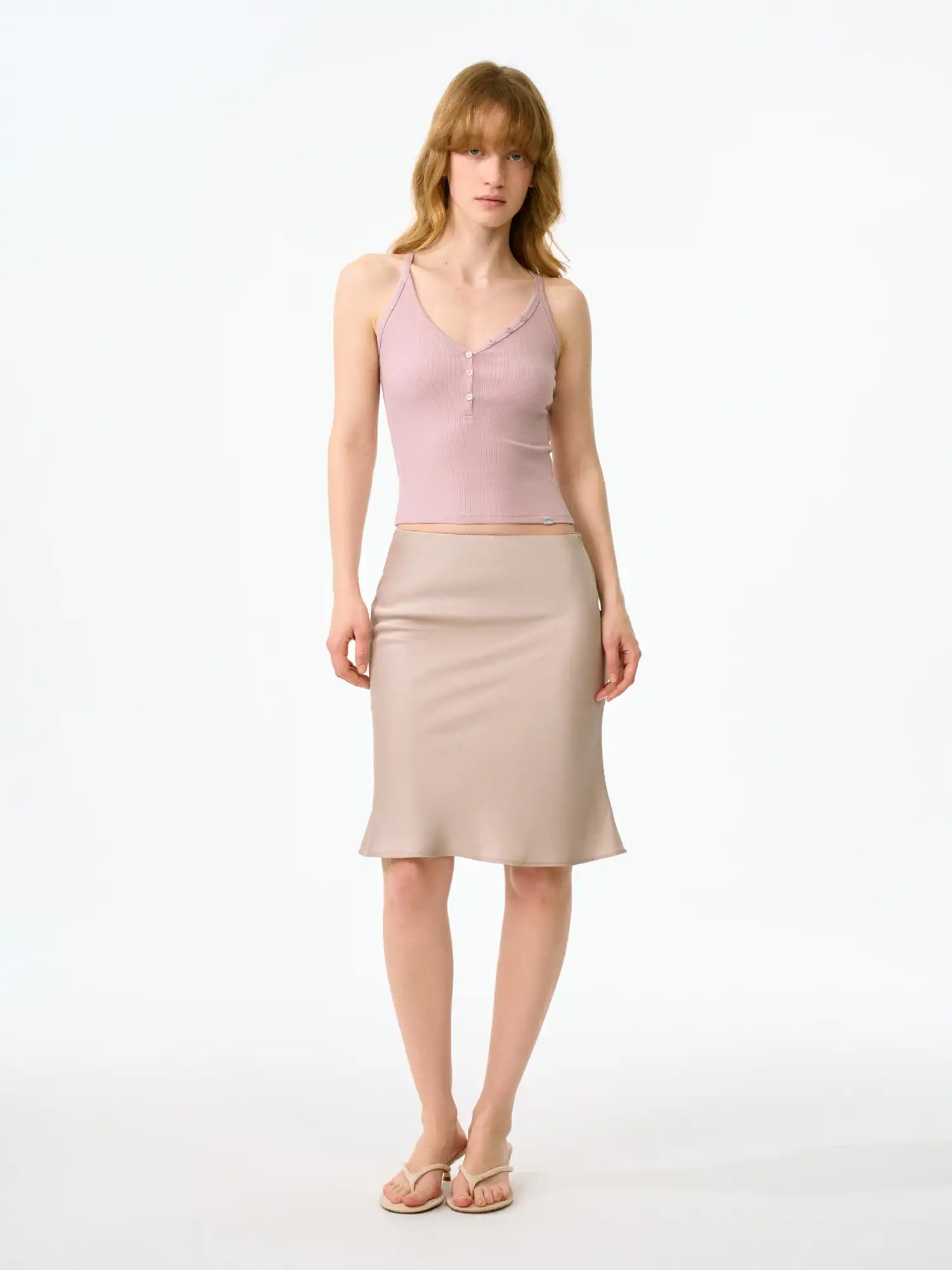 Ribbed Henley Crop Racerback Tank Top - Image 3