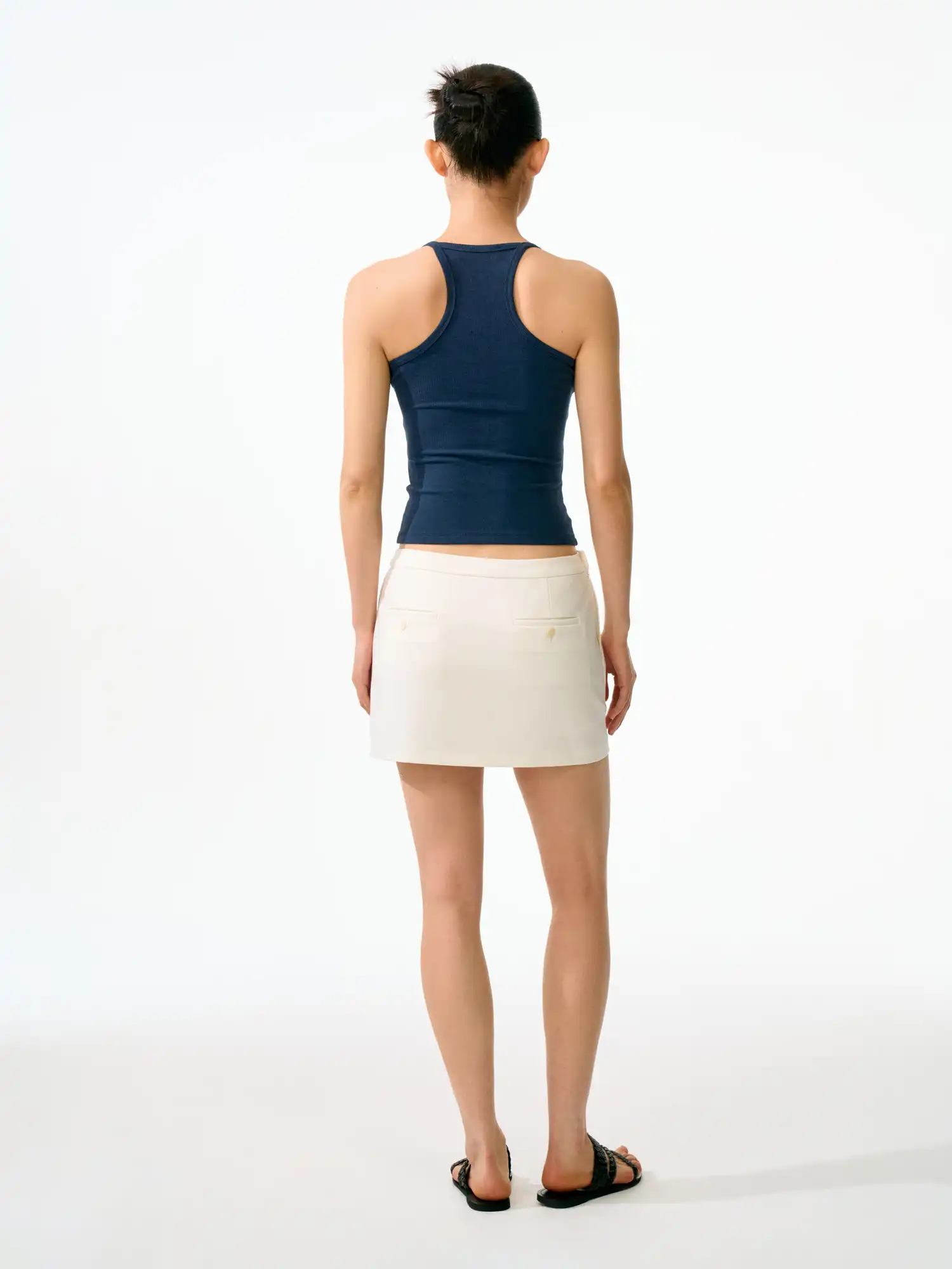 Ribbed Henley Crop Racerback Tank Top - Image 8