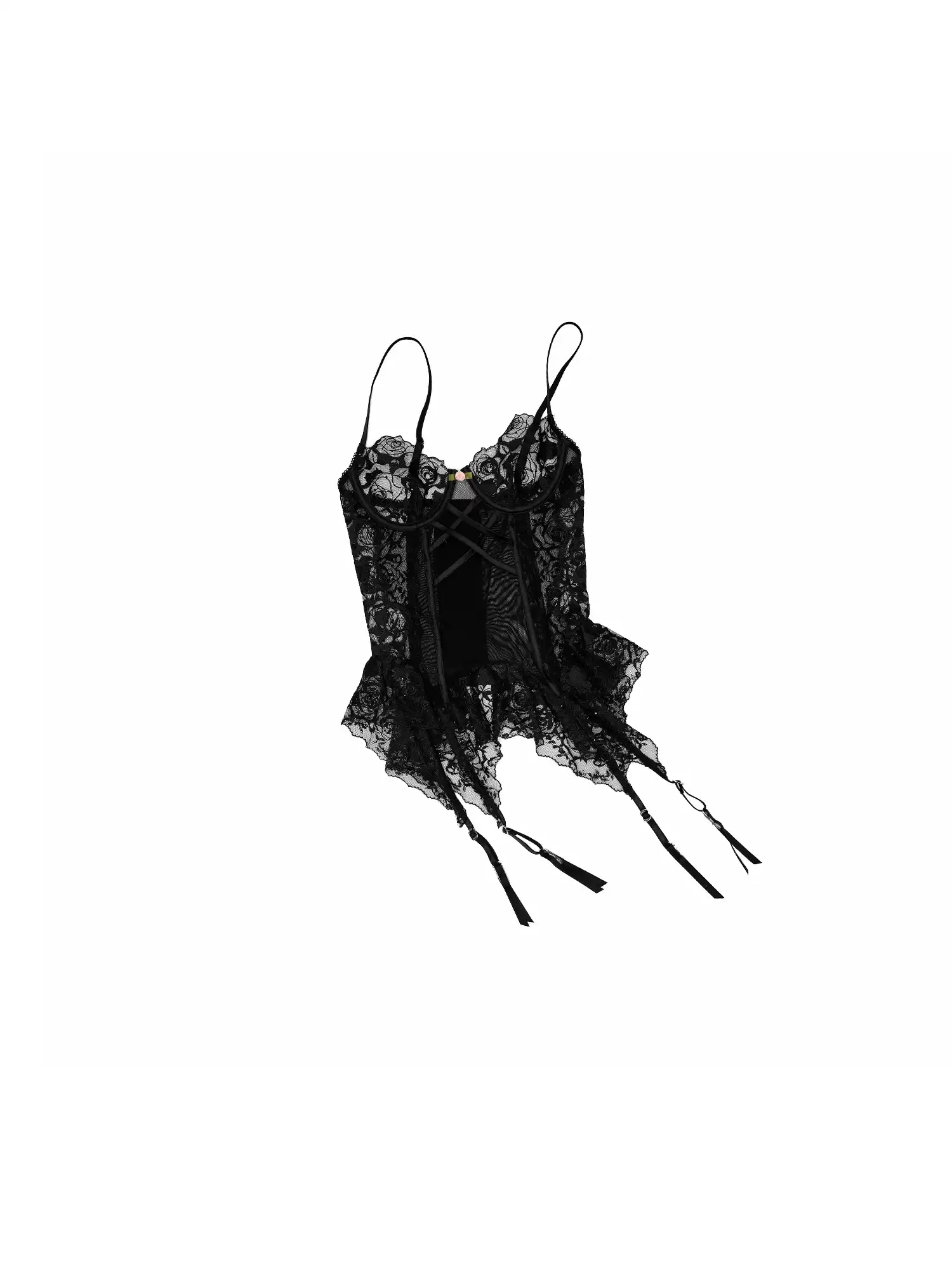 Romantic Sheer Rose Lace Bustier Corset Top - Image 2