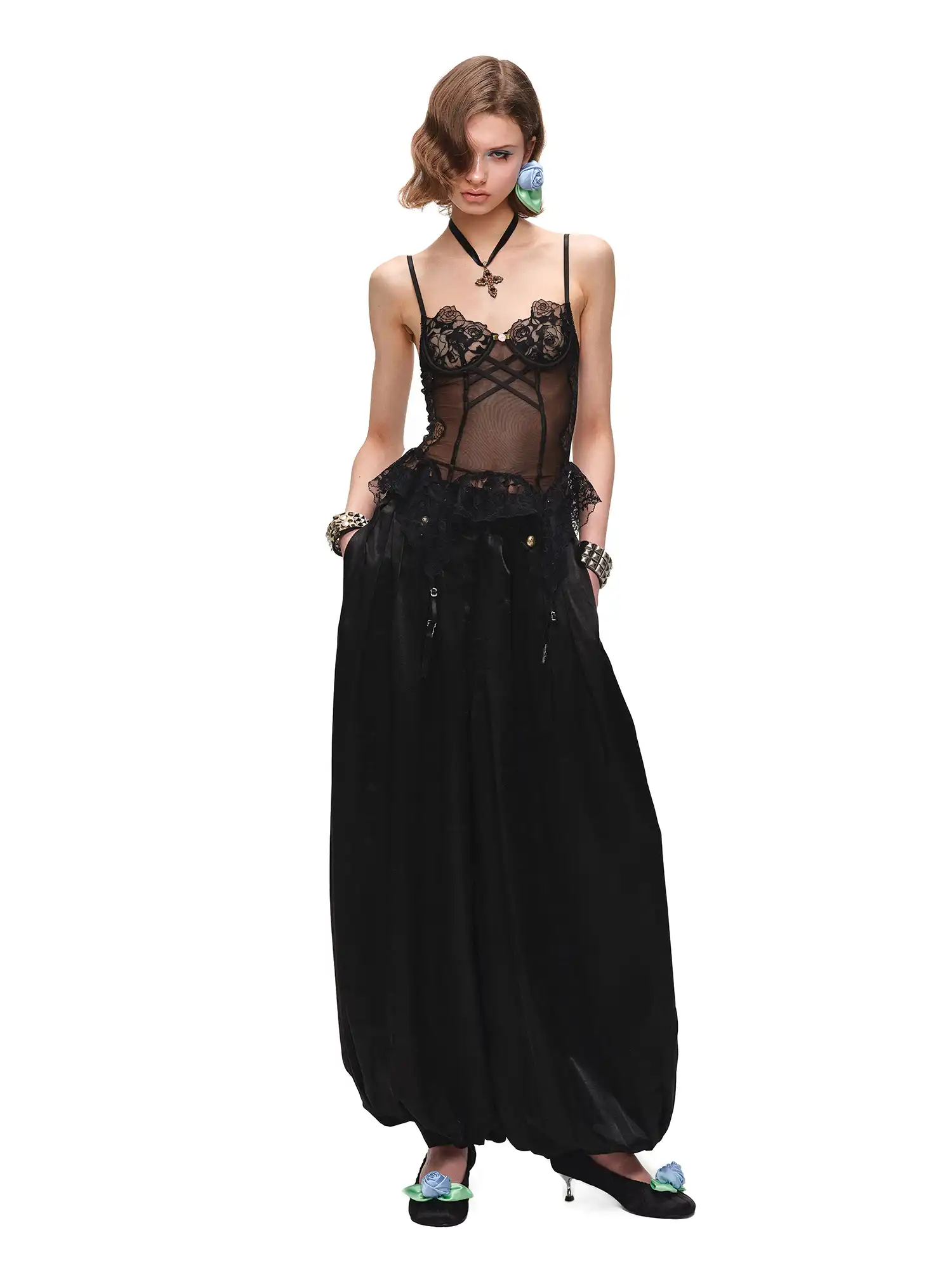 Romantic Sheer Rose Lace Bustier Corset Top - Image 3