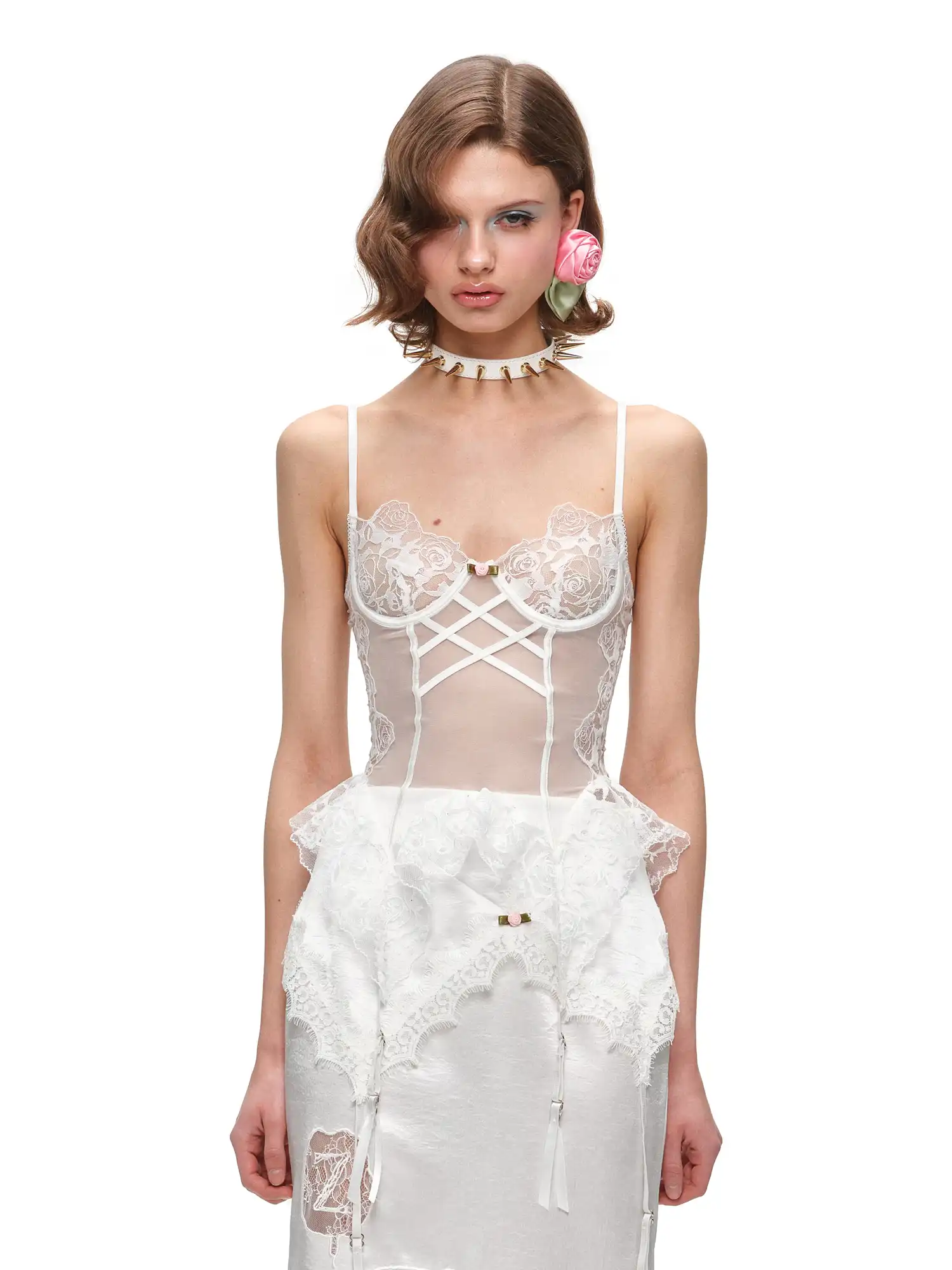 Romantic Sheer Rose Lace Bustier Corset Top - Image 5