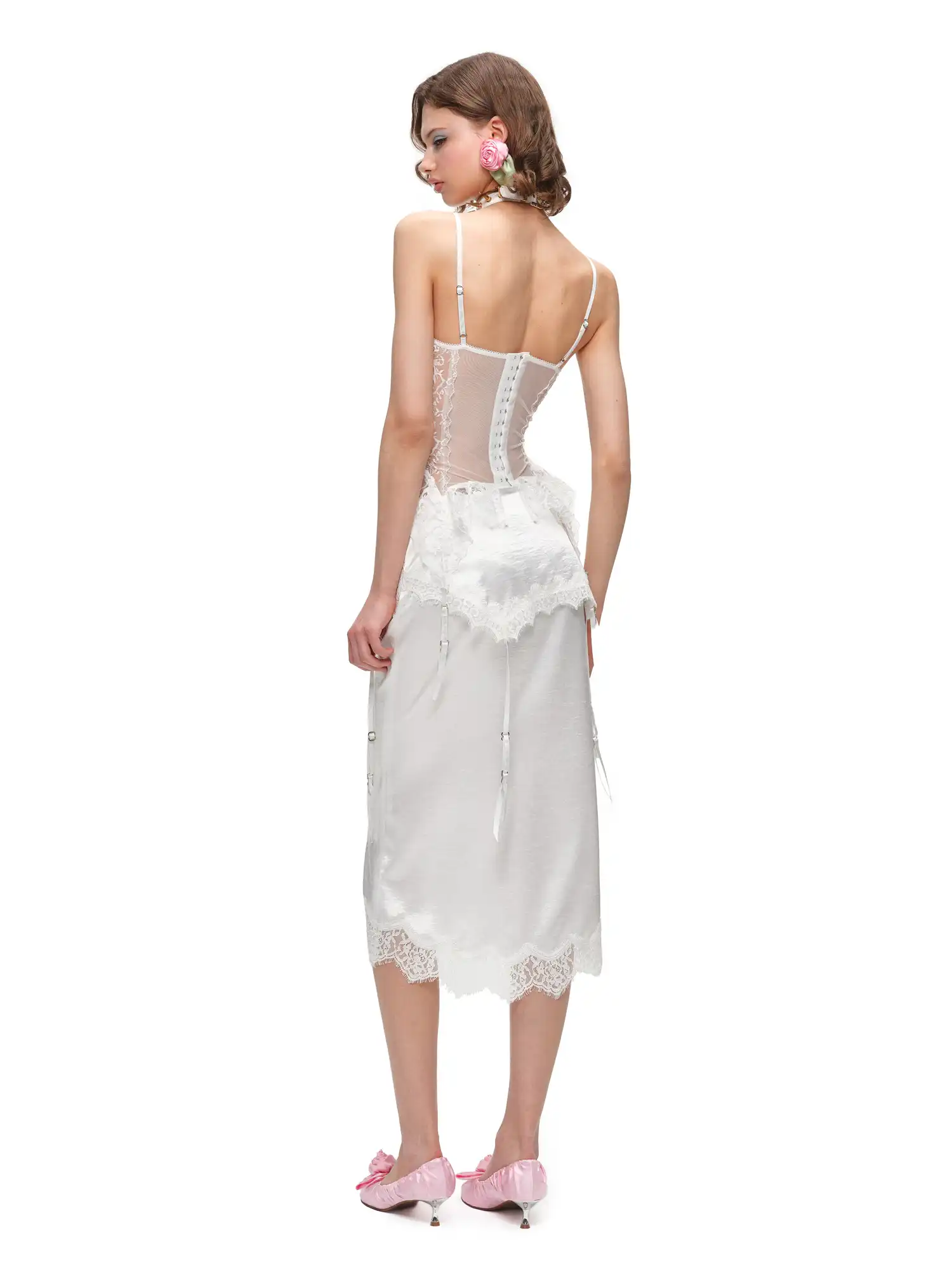 Romantic Sheer Rose Lace Bustier Corset Top - Image 8