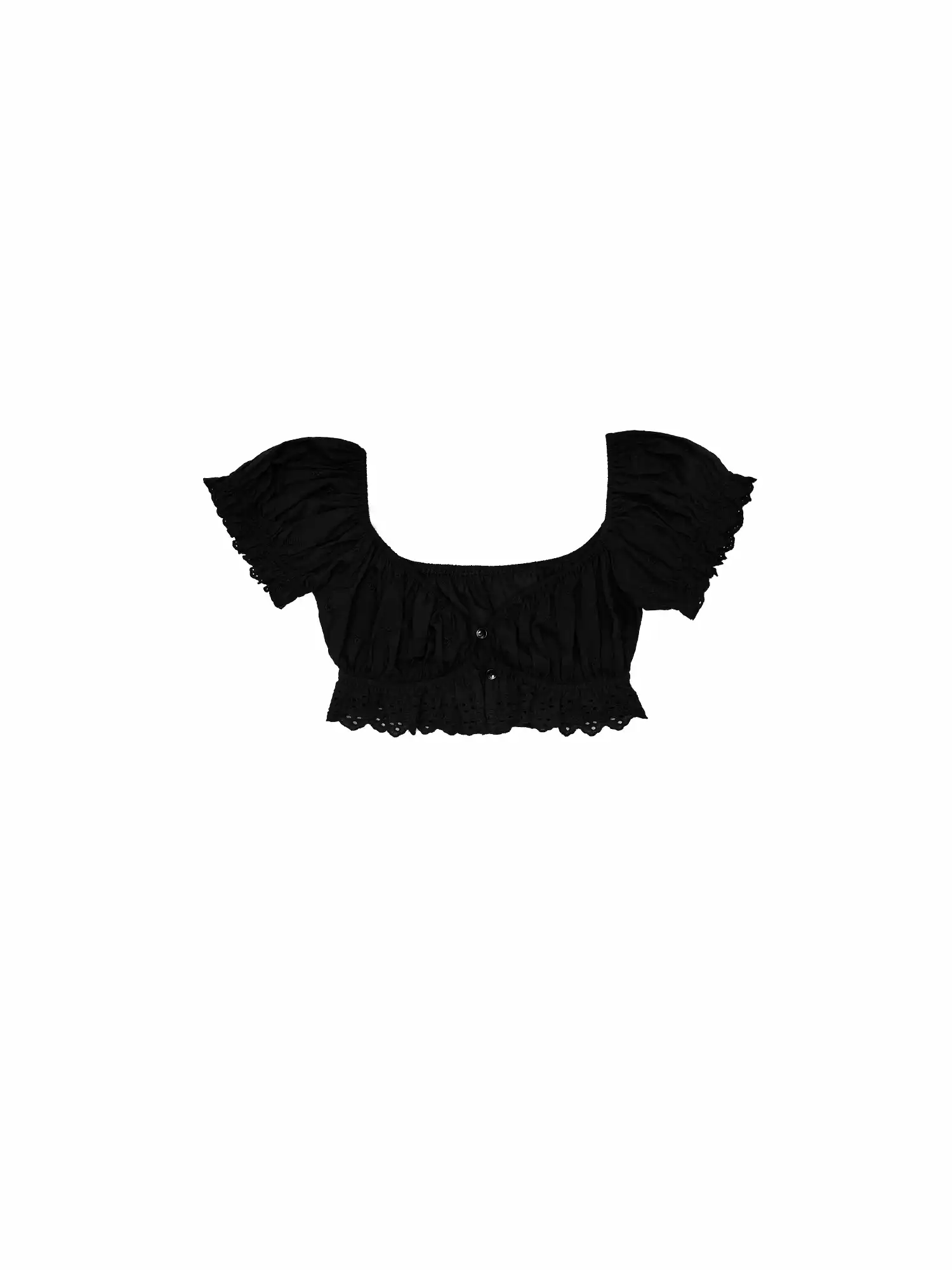 Rose Jacquard Shirred Bardot Crop Top - Image 12