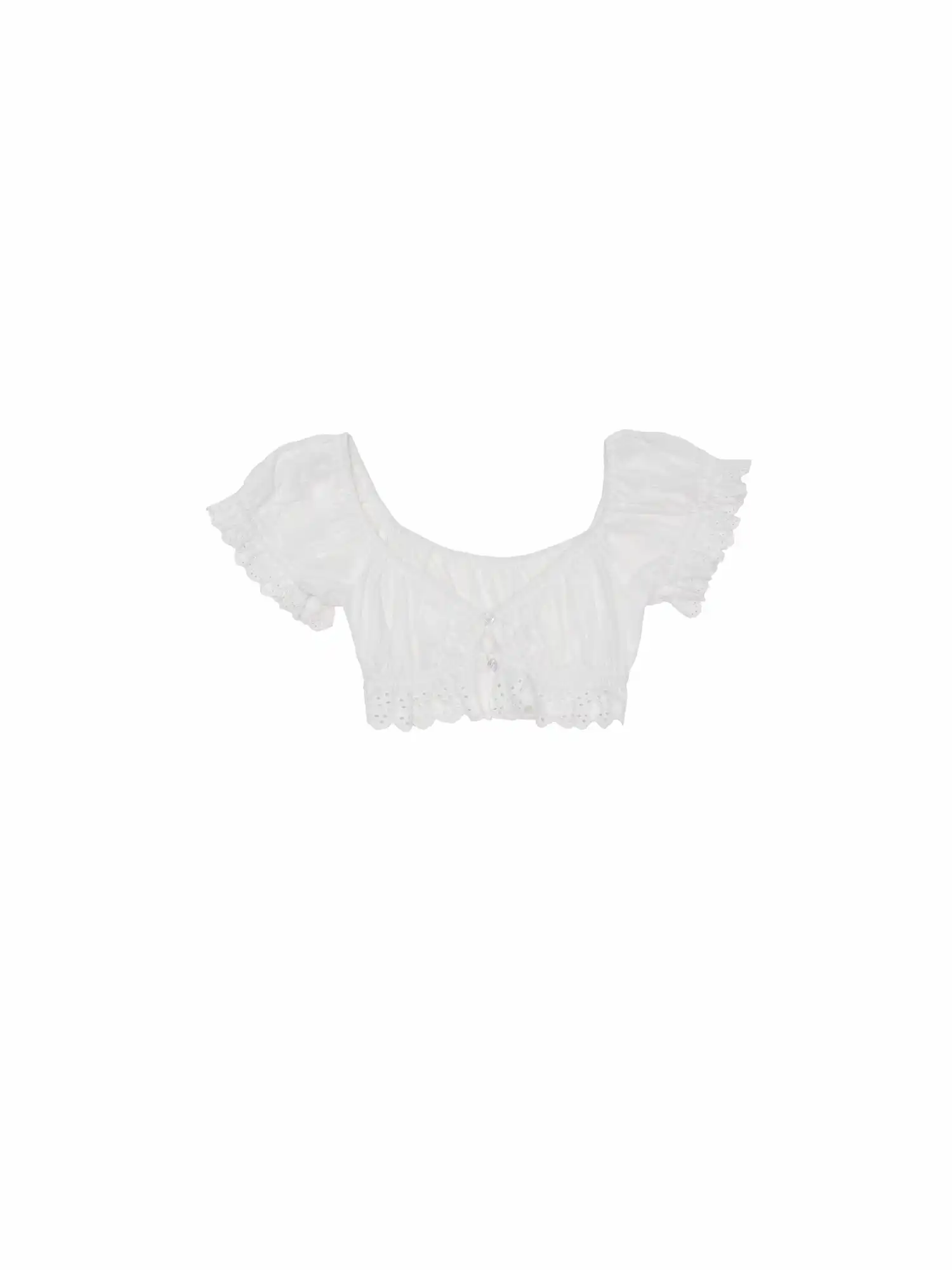 Rose Jacquard Shirred Bardot Crop Top - Image 3