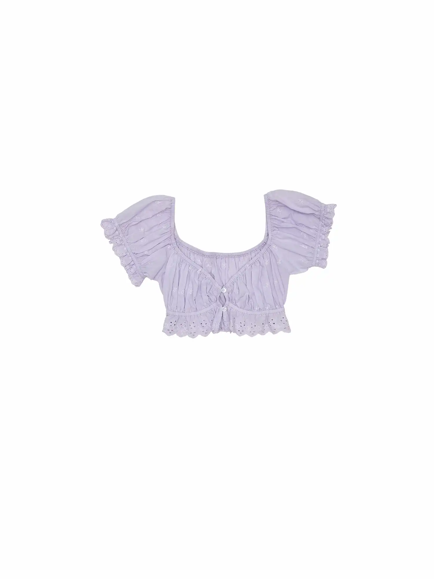 Rose Jacquard Shirred Bardot Crop Top - Image 7