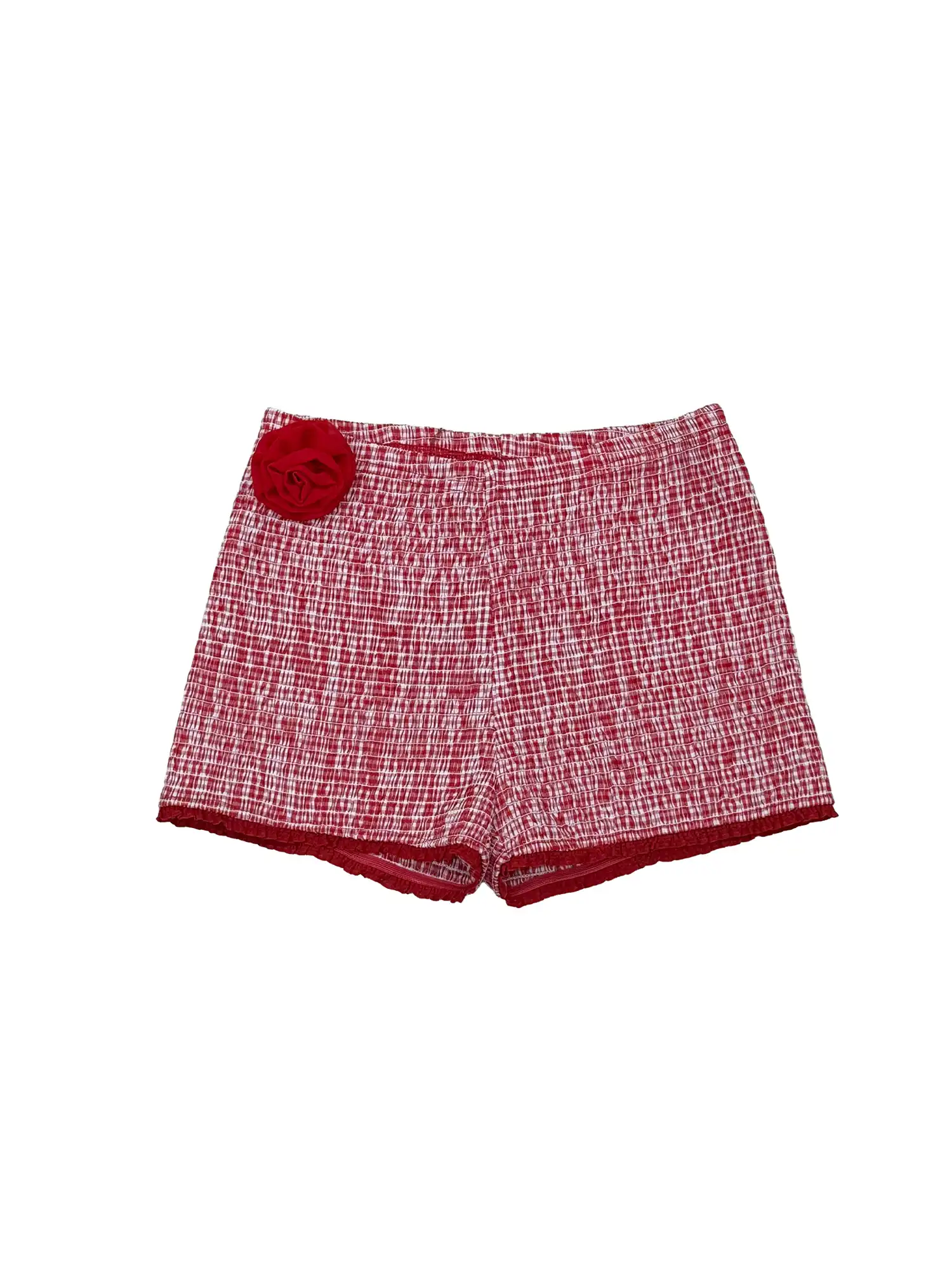 Rosette Smocked Red Gingham Boxer Shorts - Image 2