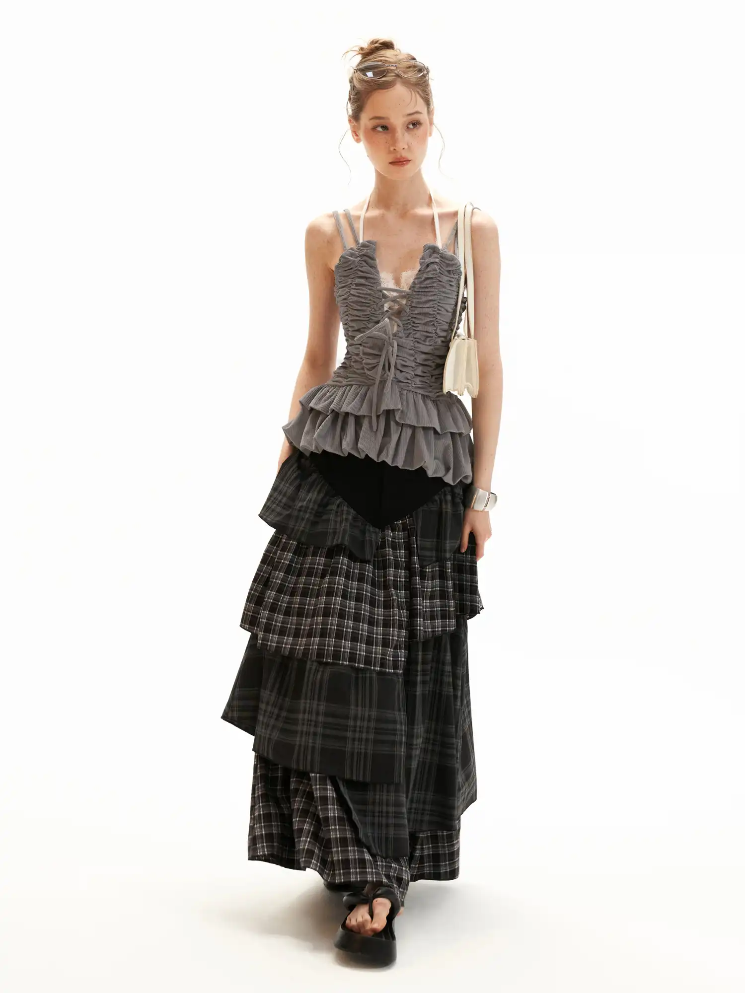 Ruched Corduroy Peplum Tank Top - Image 5