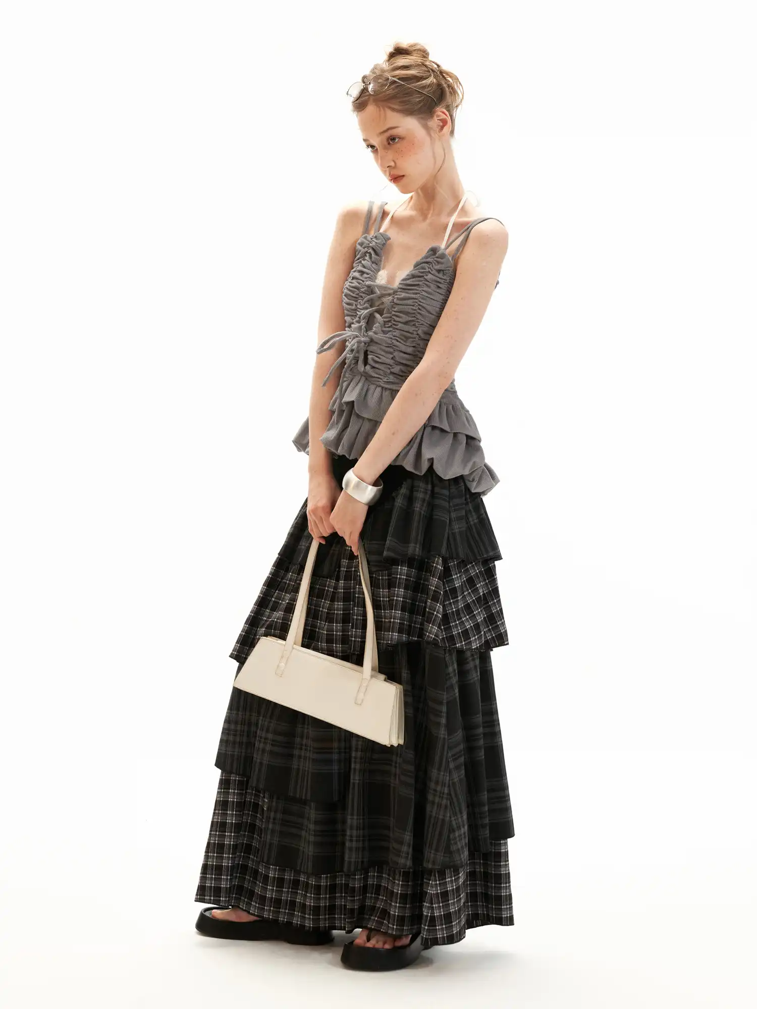 Ruched Corduroy Peplum Tank Top - Image 6