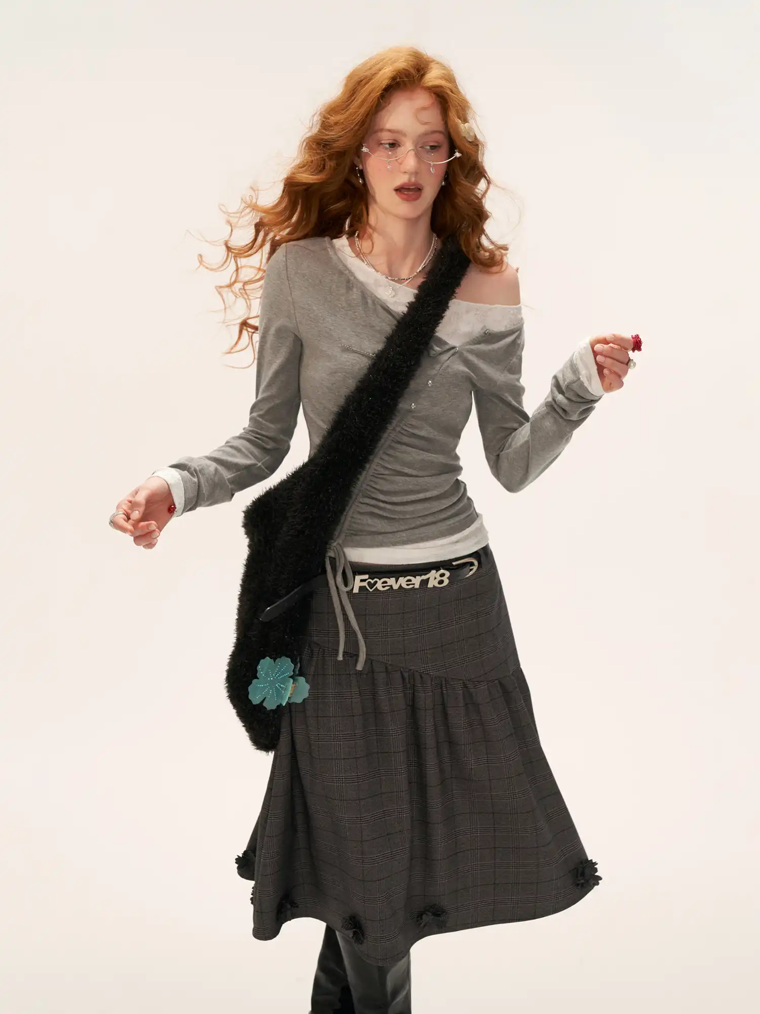 Ruched Mock Layered Lace Top - Image 3