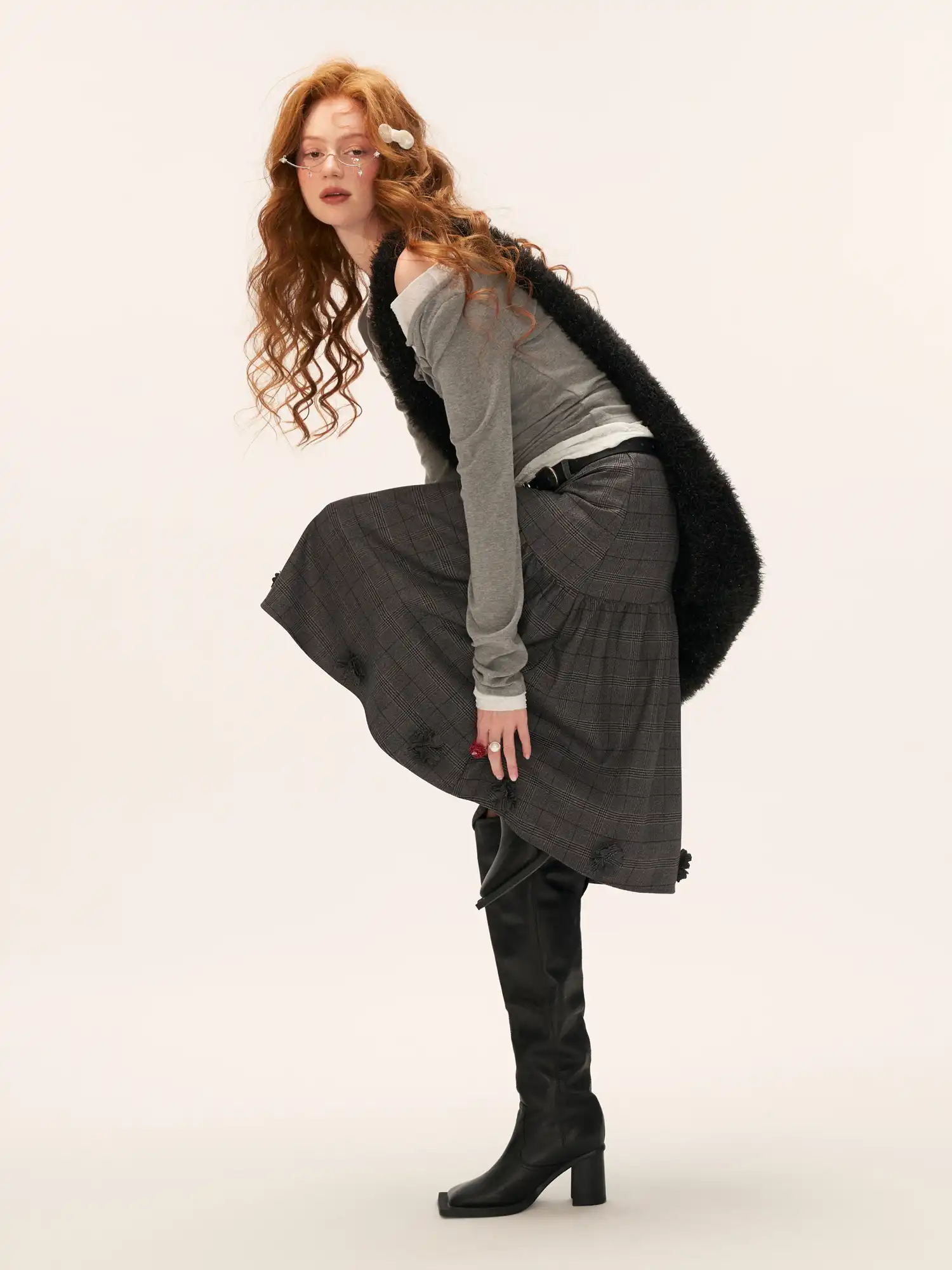 Ruched Mock Layered Lace Top - Image 6