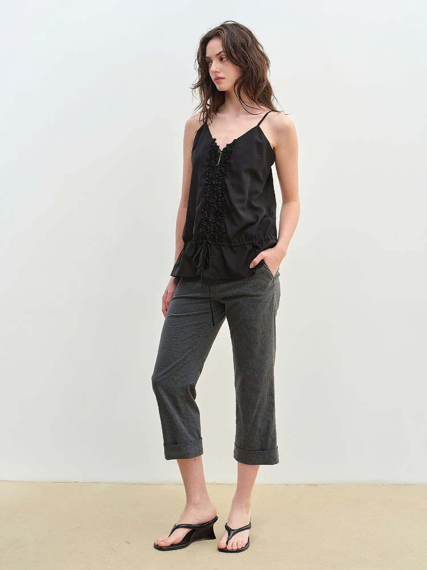 Ruffle Bib Drawstring Tank Top - Image 10