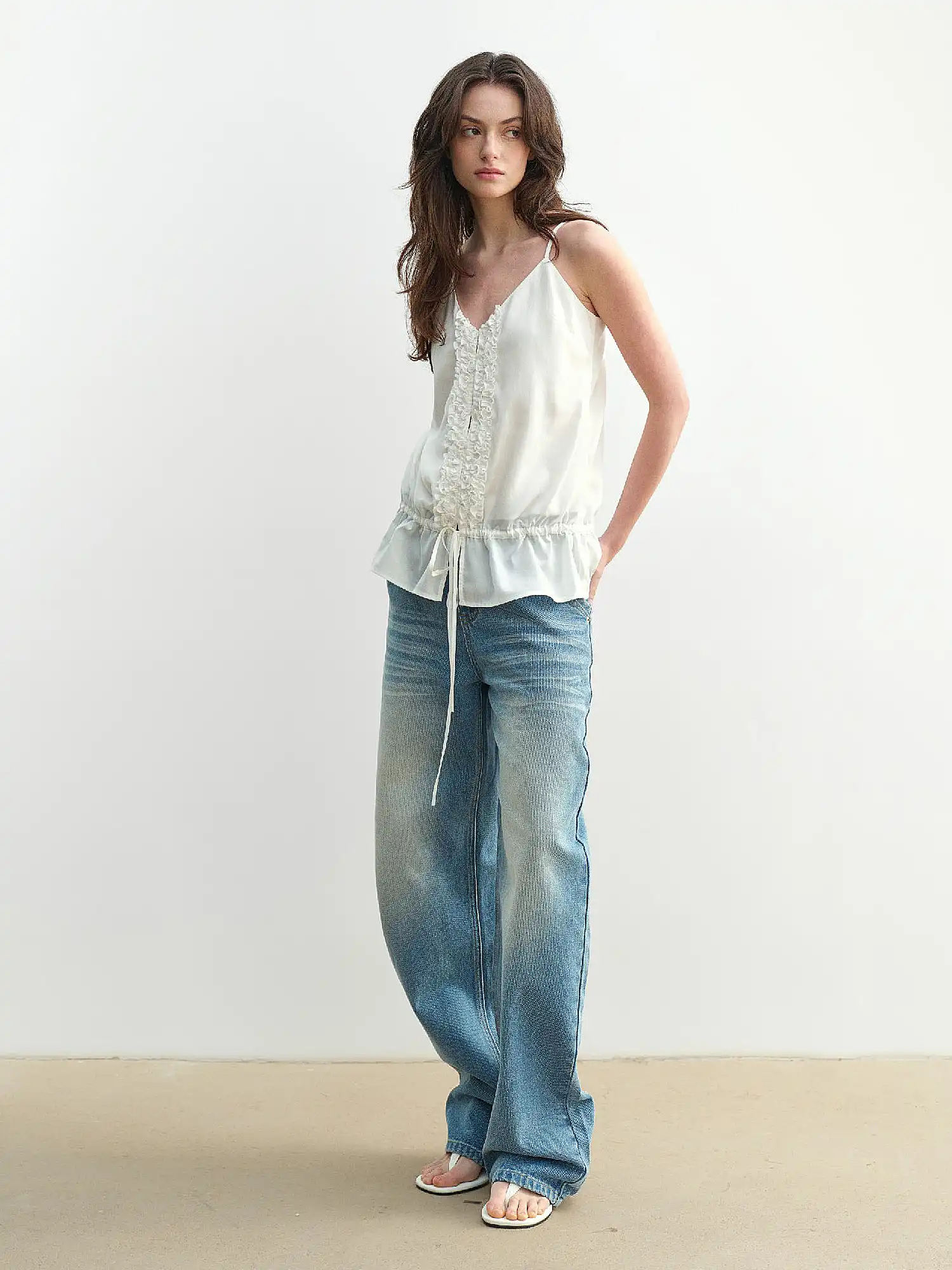 Ruffle Bib Drawstring Tank Top - Image 4