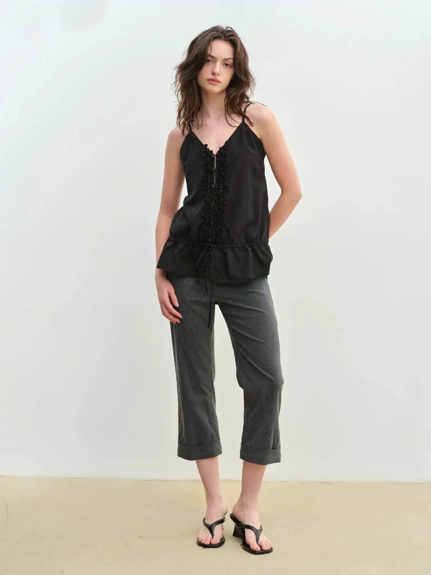 Ruffle Bib Drawstring Tank Top - Image 9