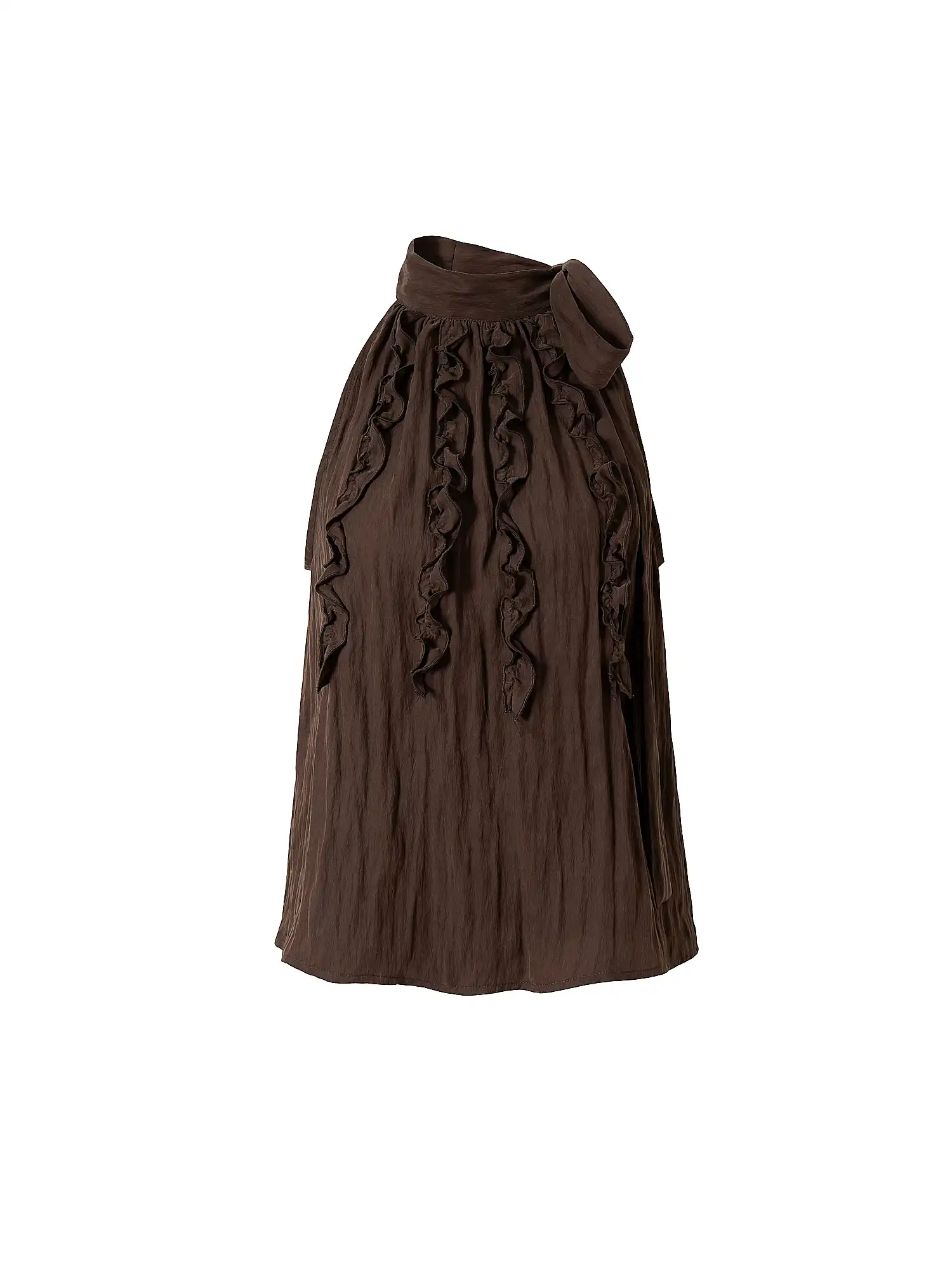 Ruffle-Front Tie High Neck Halter Top - Image 4