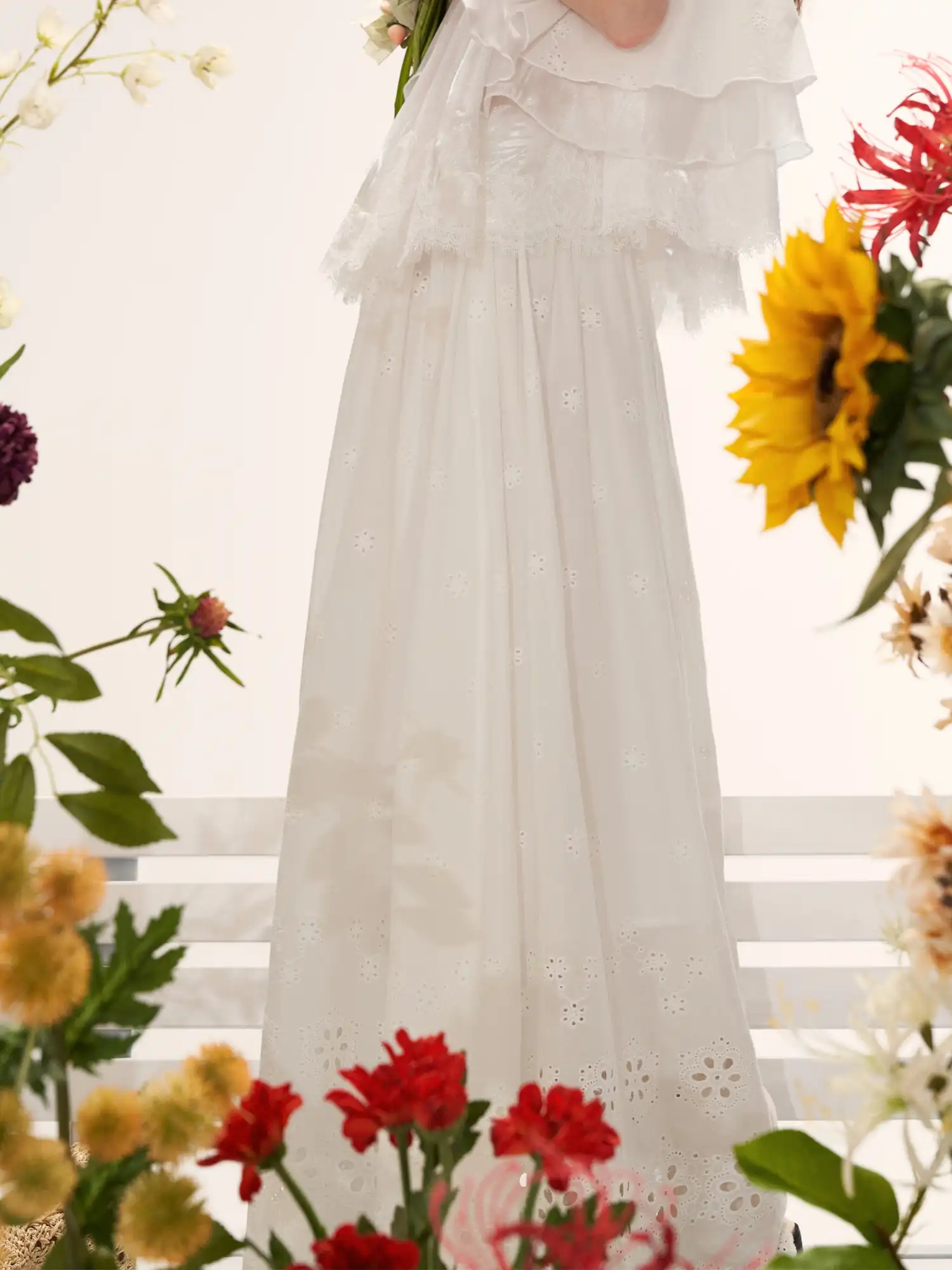 Ruffle Hem Crochet Midi Skirt with Elastic Waist - Image 3