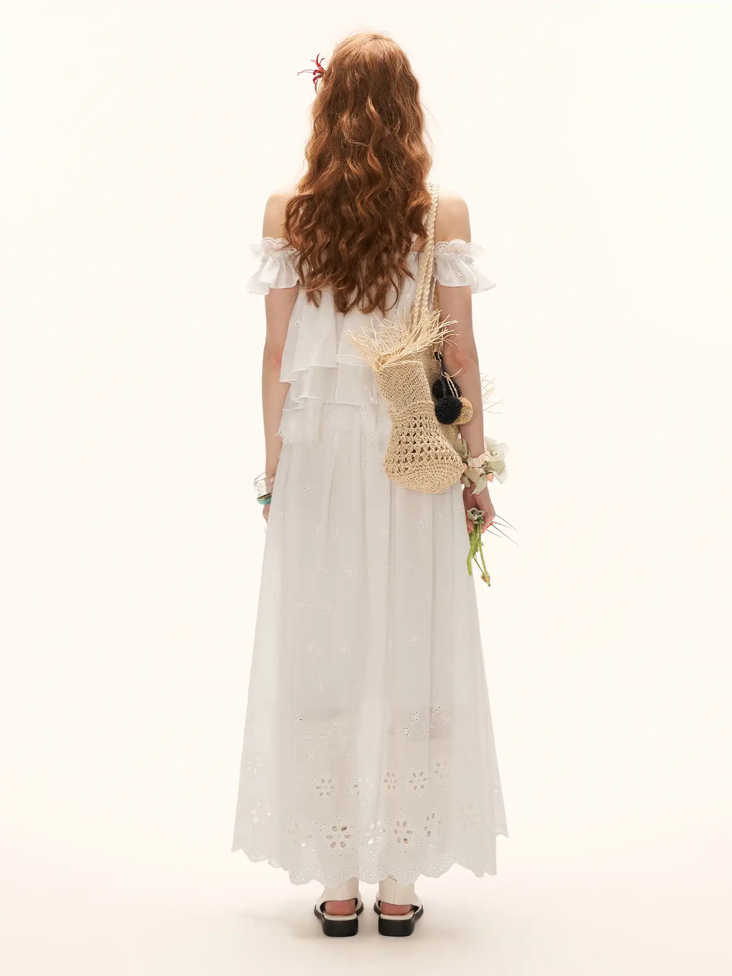 Ruffle Hem Crochet Midi Skirt with Elastic Waist - Image 6