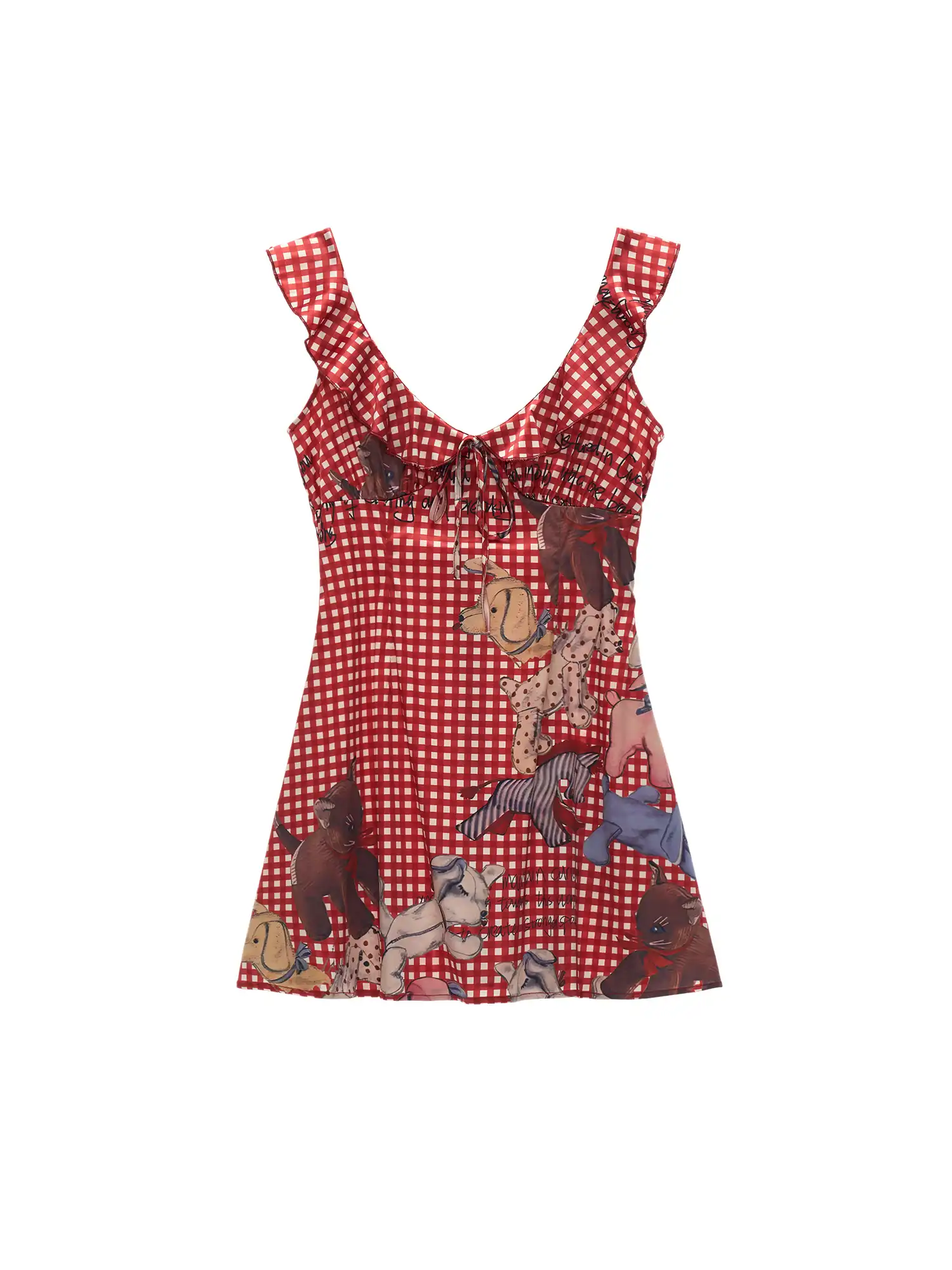 Ruffle Trim Gingham Babydoll Mini Dress - Image 7