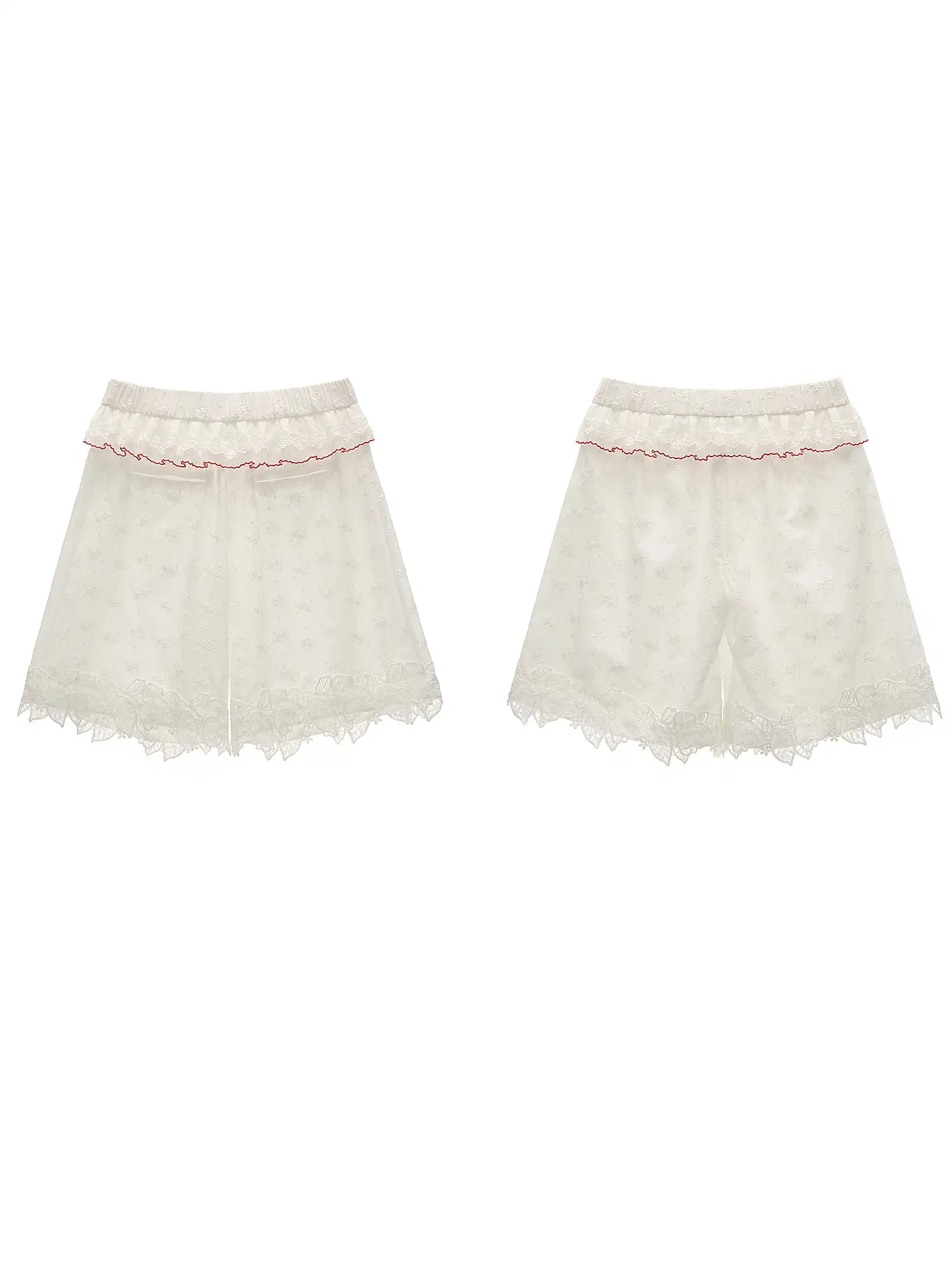 Ruffle Waist Eyelet Embroidered High-Waist Shorts - Image 4