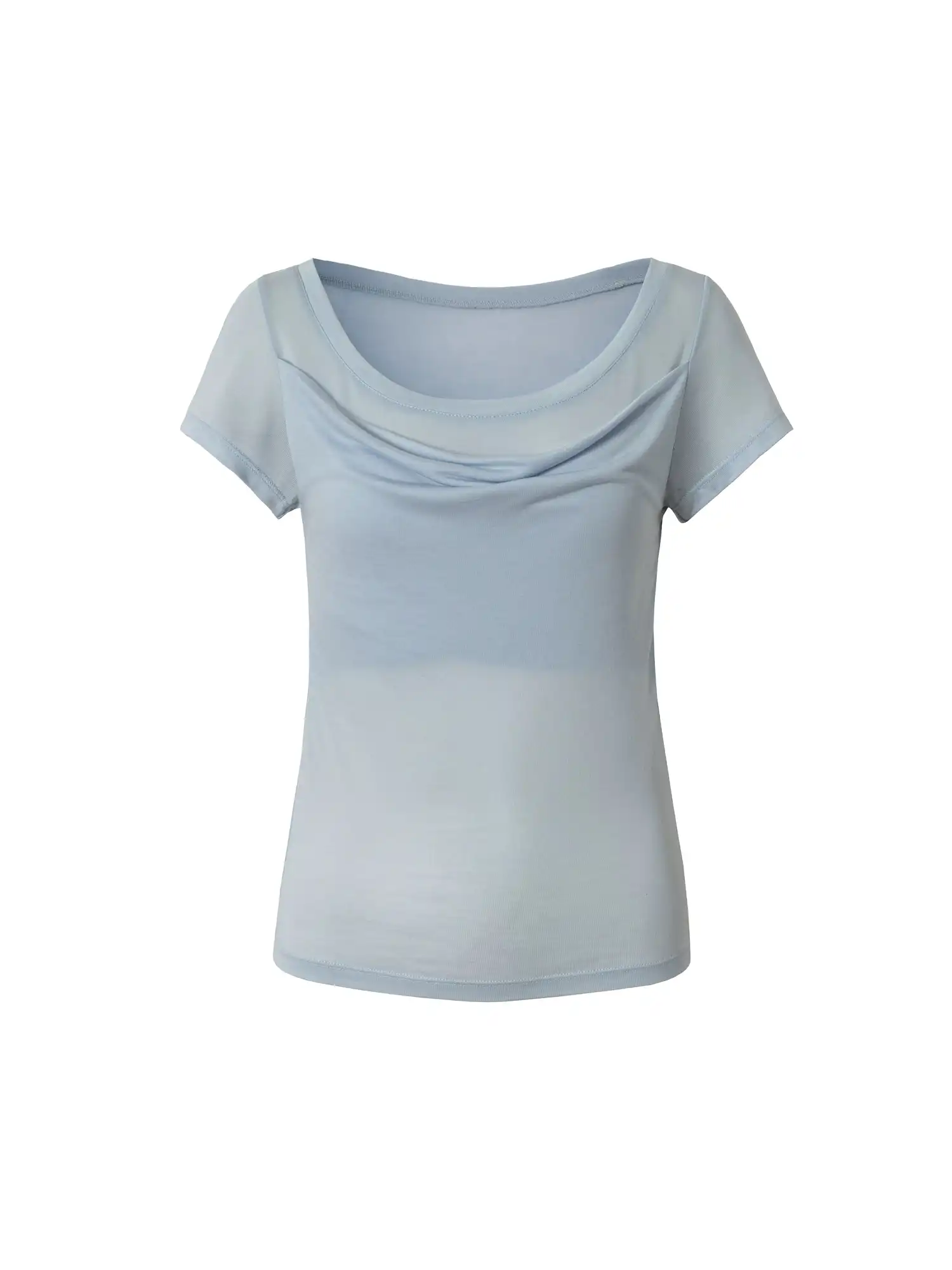 Sheer Layered Cowl Neck Top - Image 2