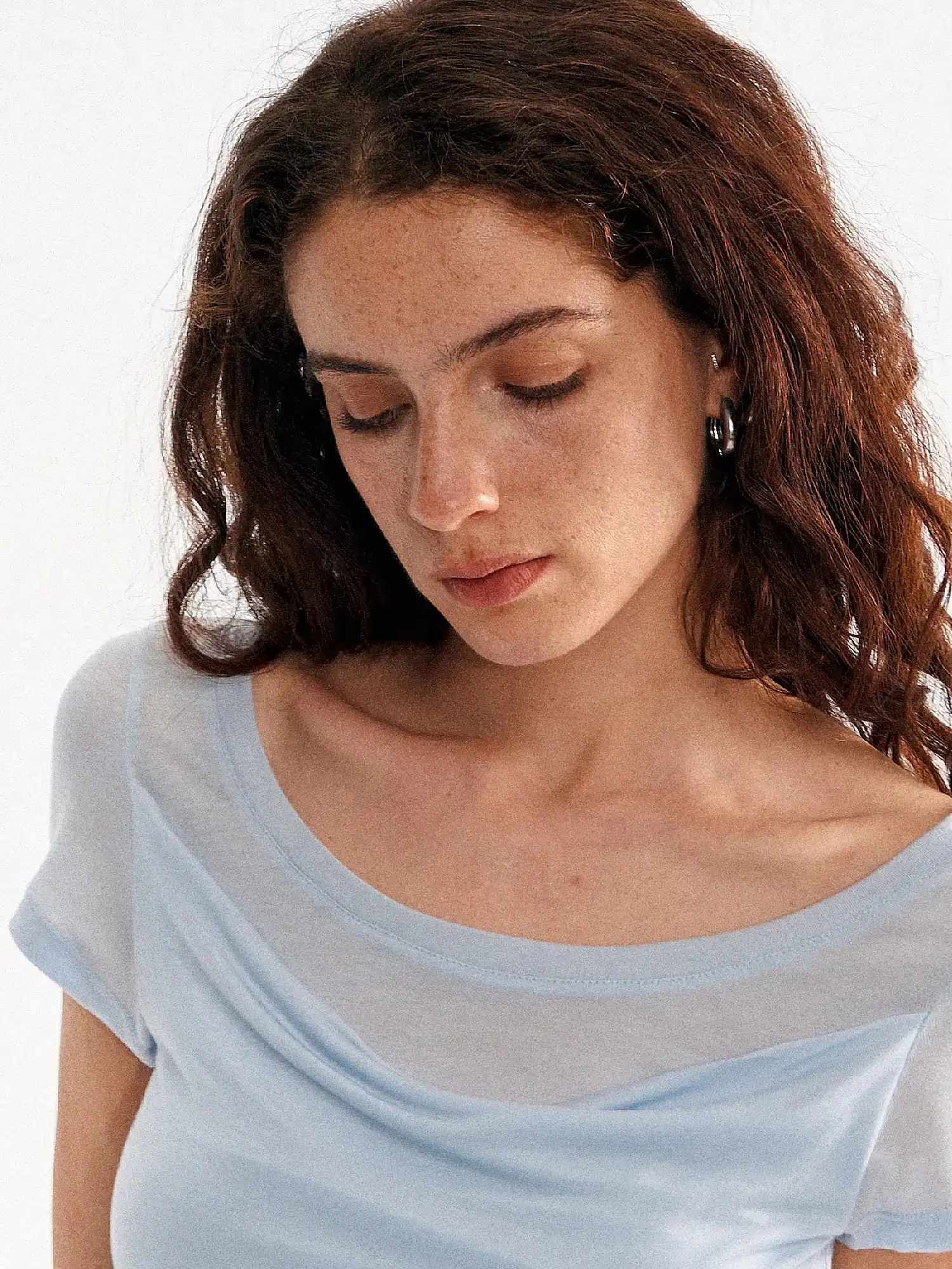 Sheer Layered Cowl Neck Top - Image 3