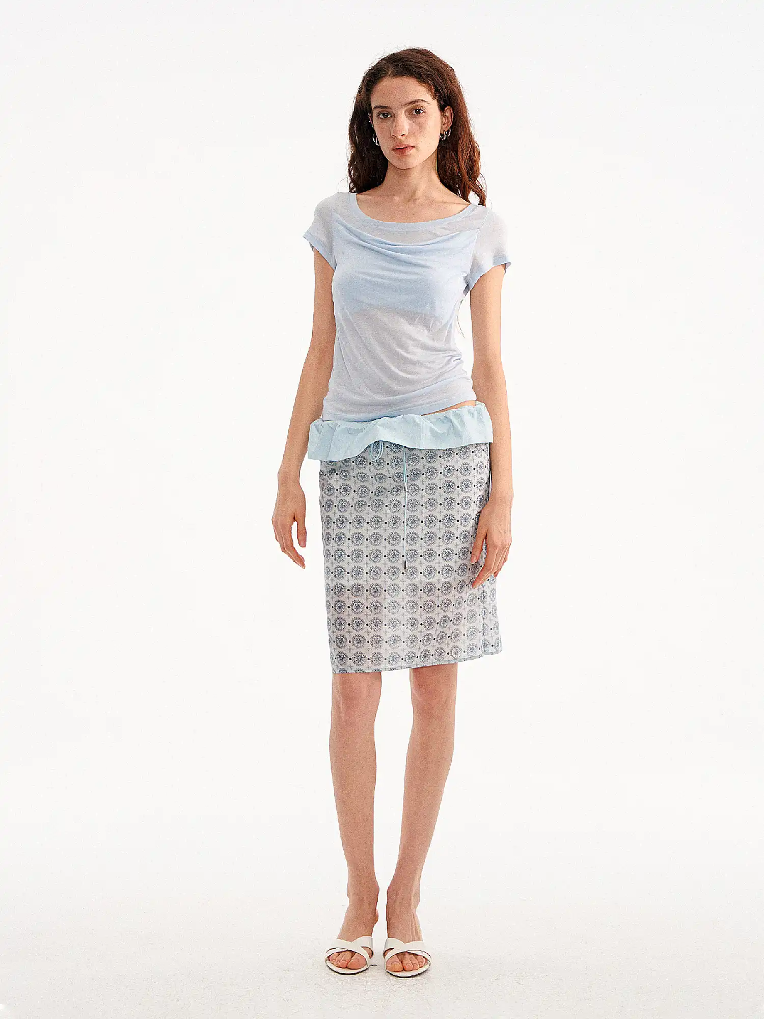 Sheer Layered Cowl Neck Top - Image 5
