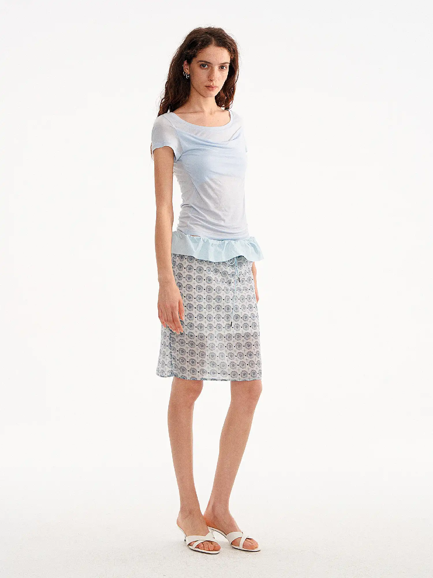 Sheer Layered Cowl Neck Top - Image 6