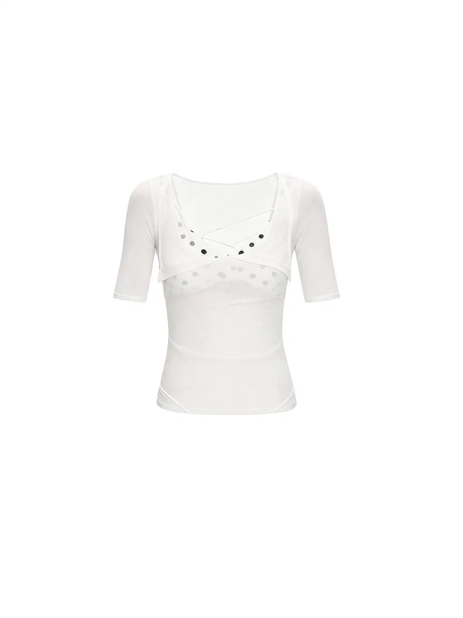 Sheer Layered Half Sleeve Tee - Image 2