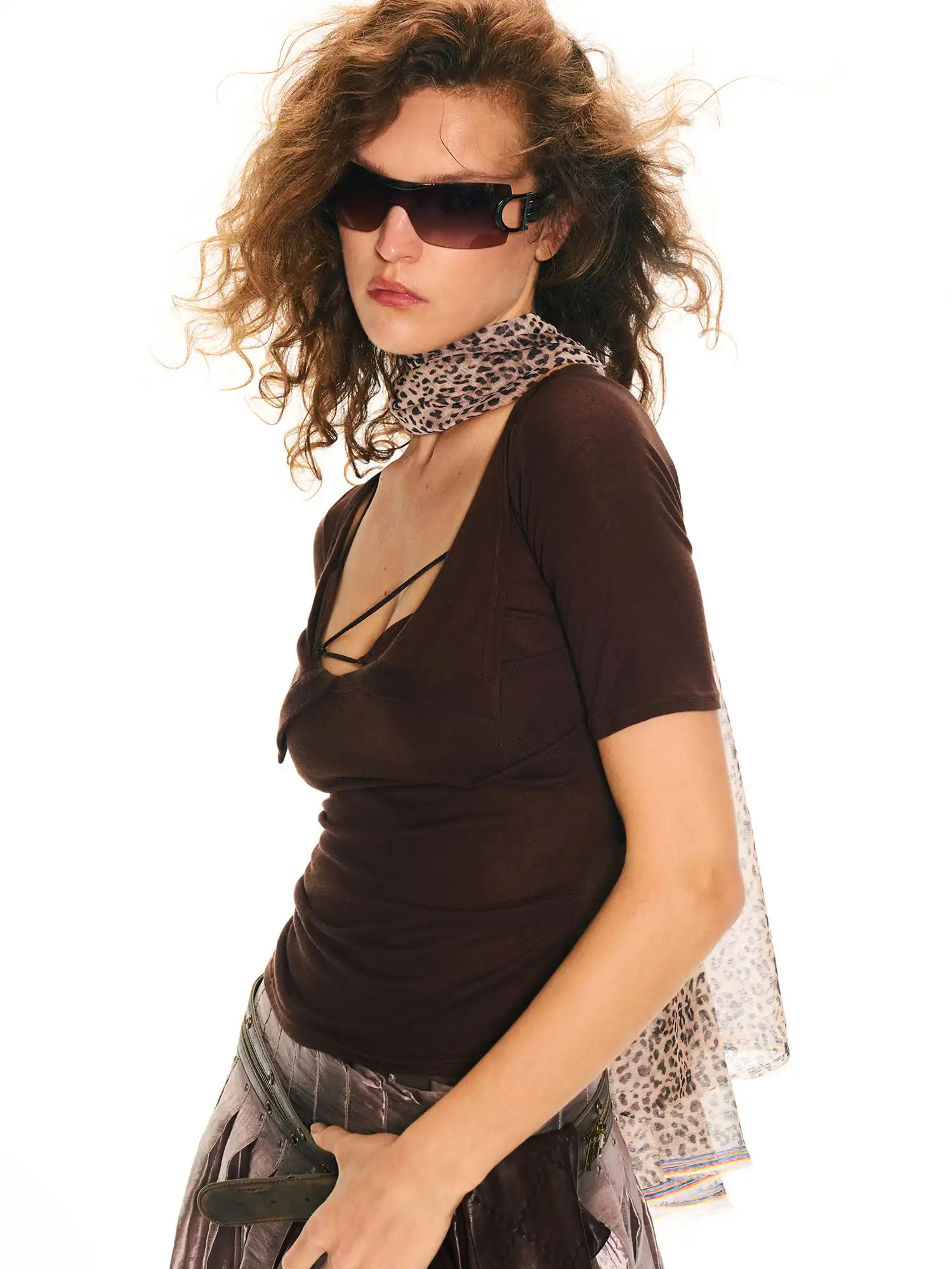 Sheer Layered Half Sleeve Tee - Image 7