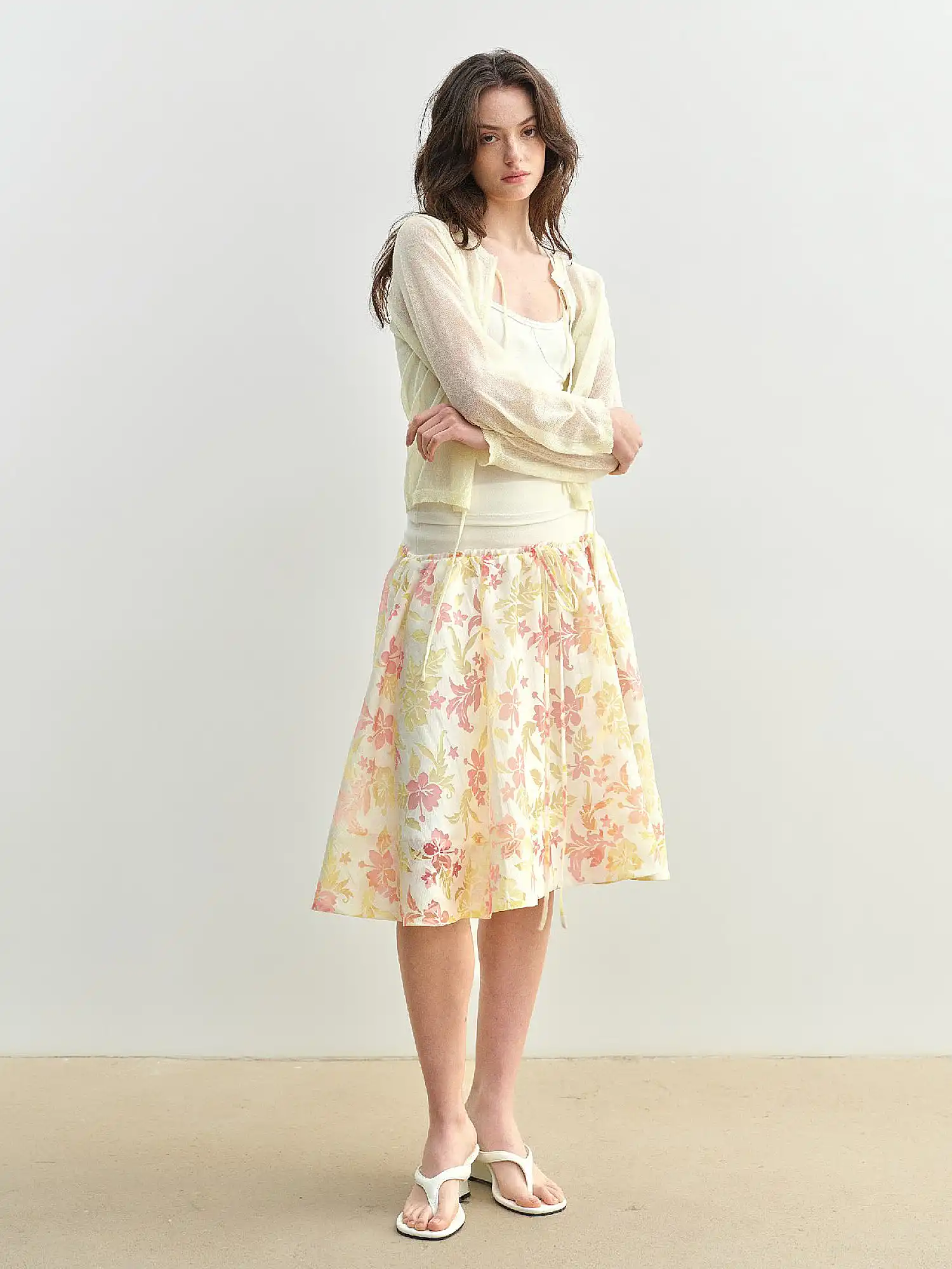 Sheer Open Knit Tie Front Cardigan - Image 9