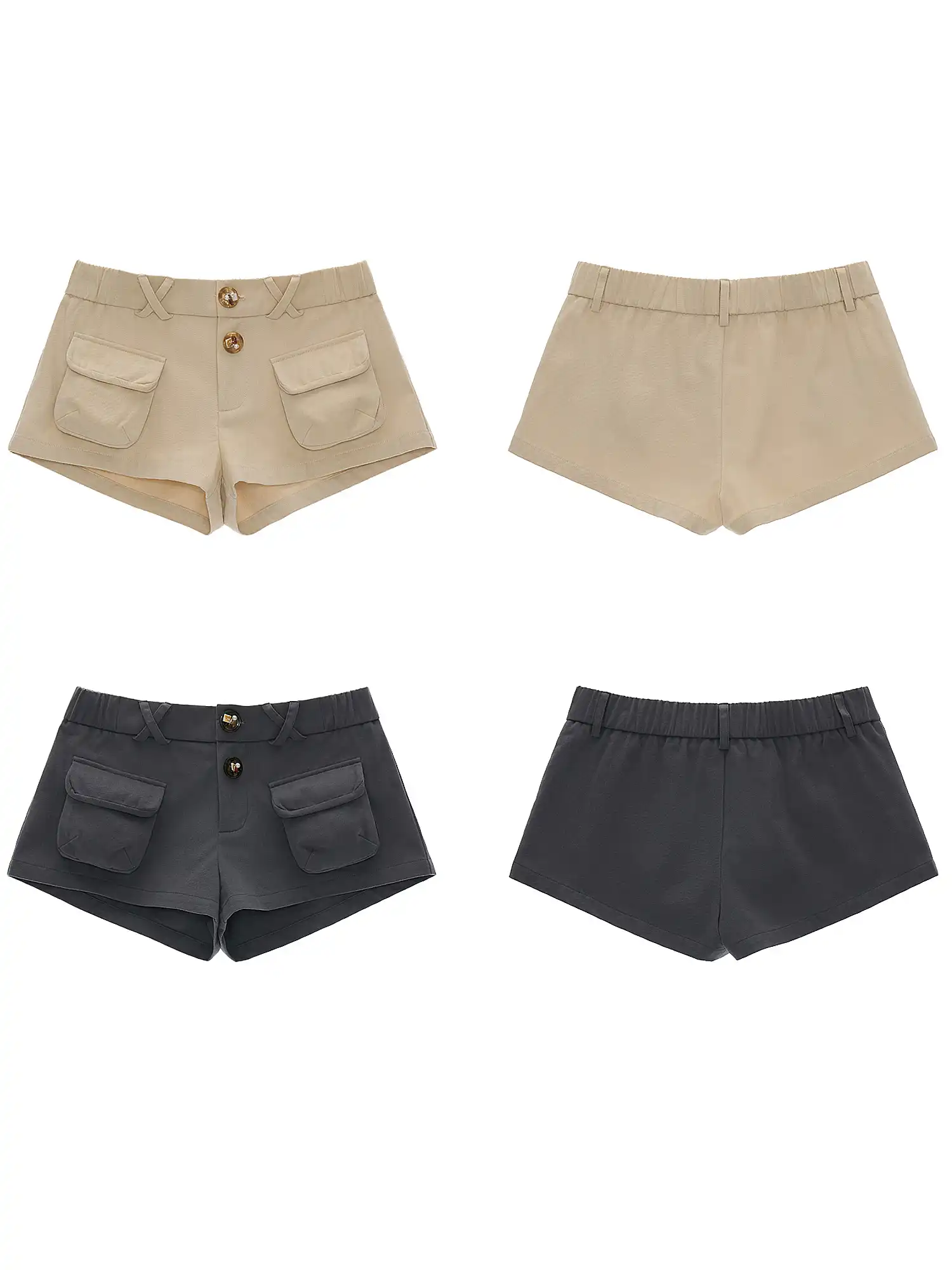 Shell Button Low-Rise Cargo Shorts - Image 3