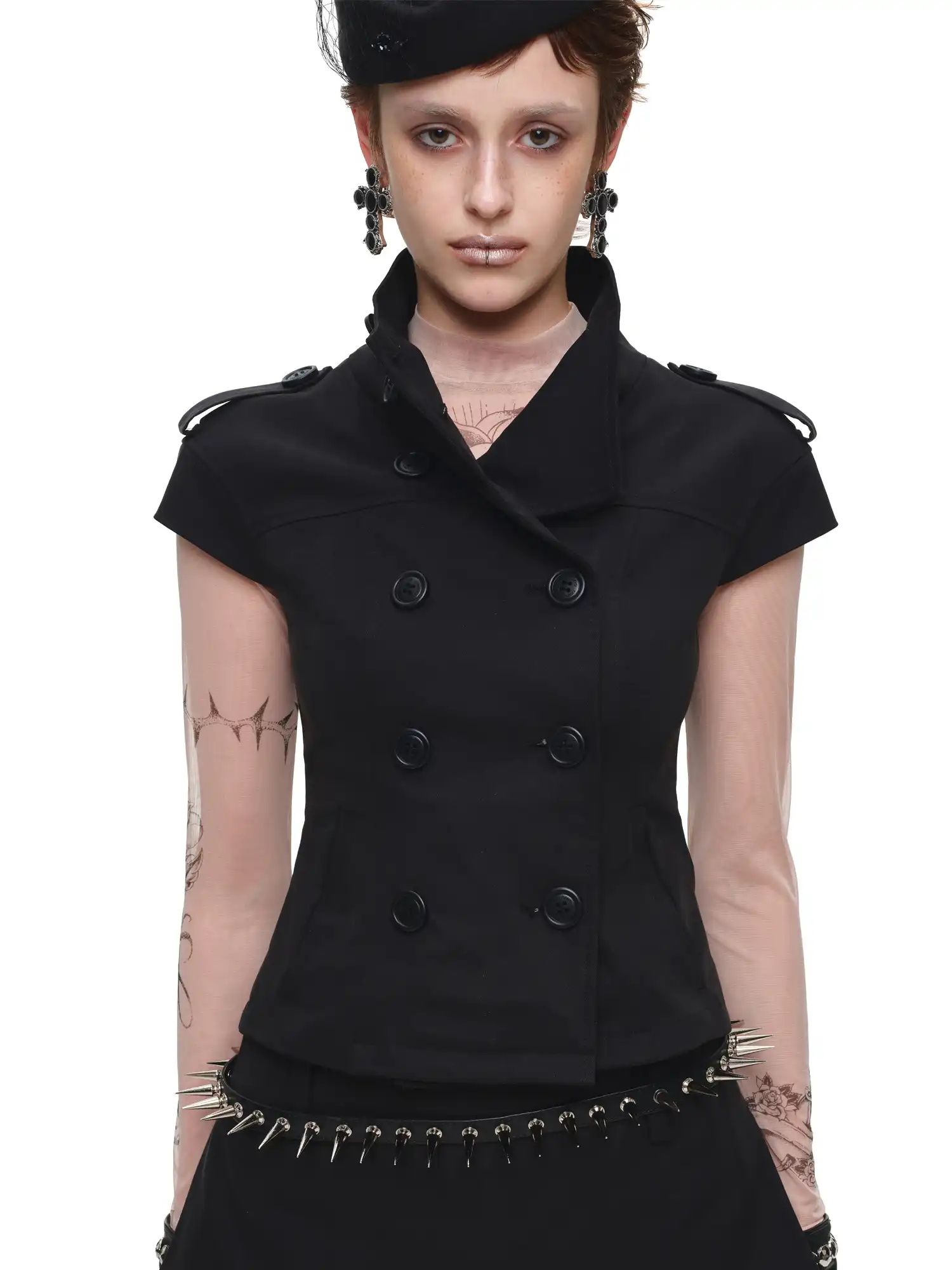 Short Sleeve Cropped Trench Jacket - Image 10
