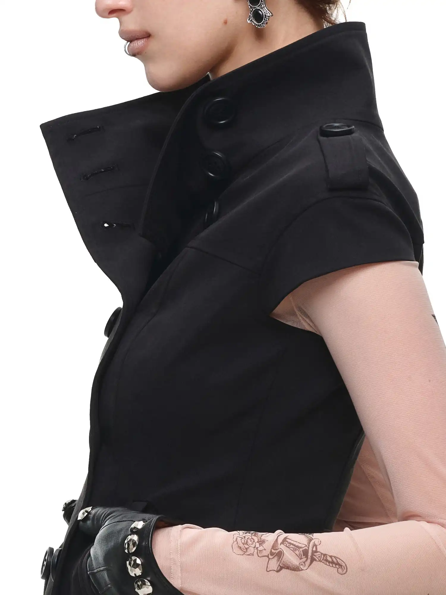 Short Sleeve Cropped Trench Jacket - Image 11