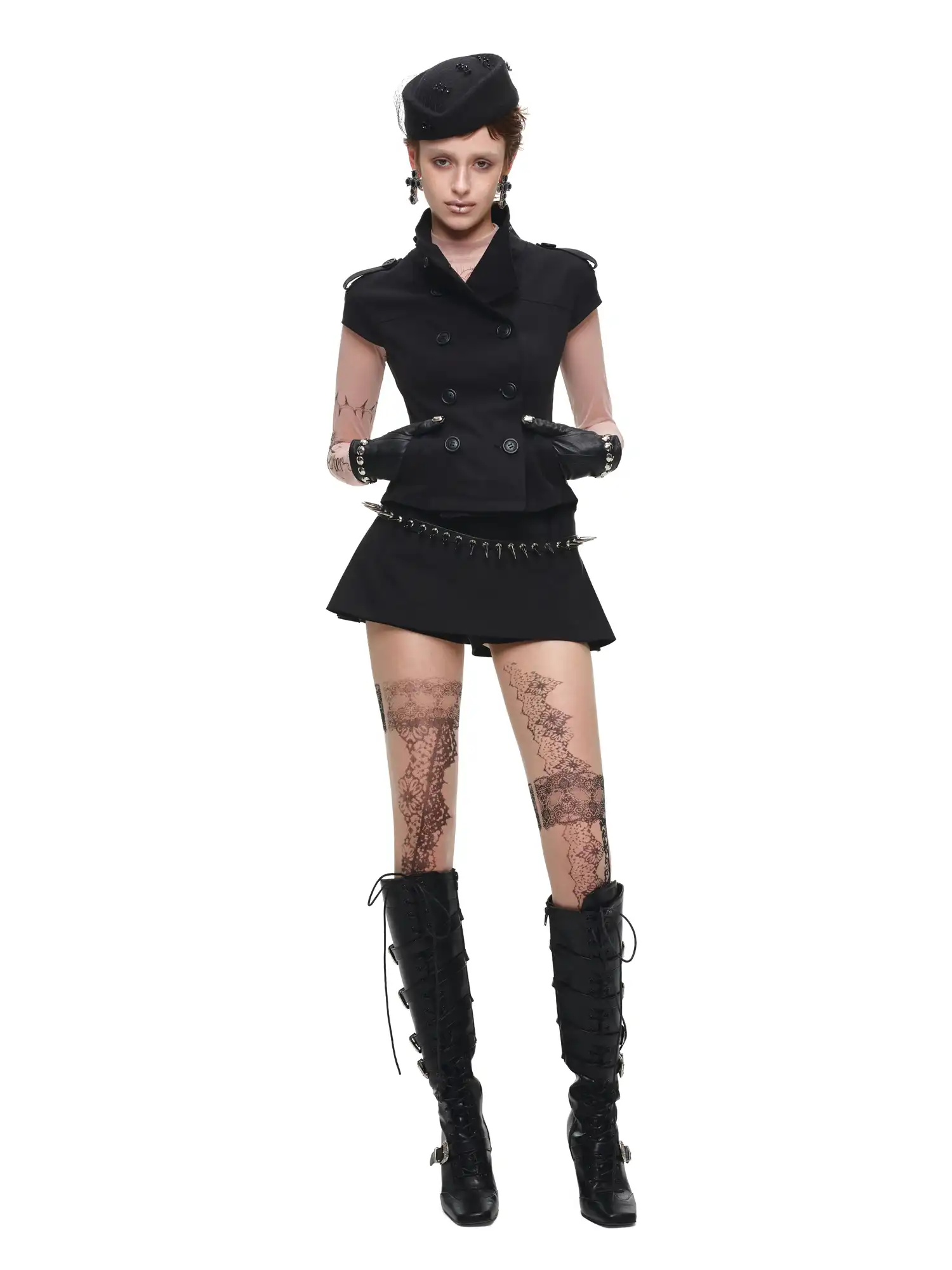 Short Sleeve Cropped Trench Jacket - Image 12