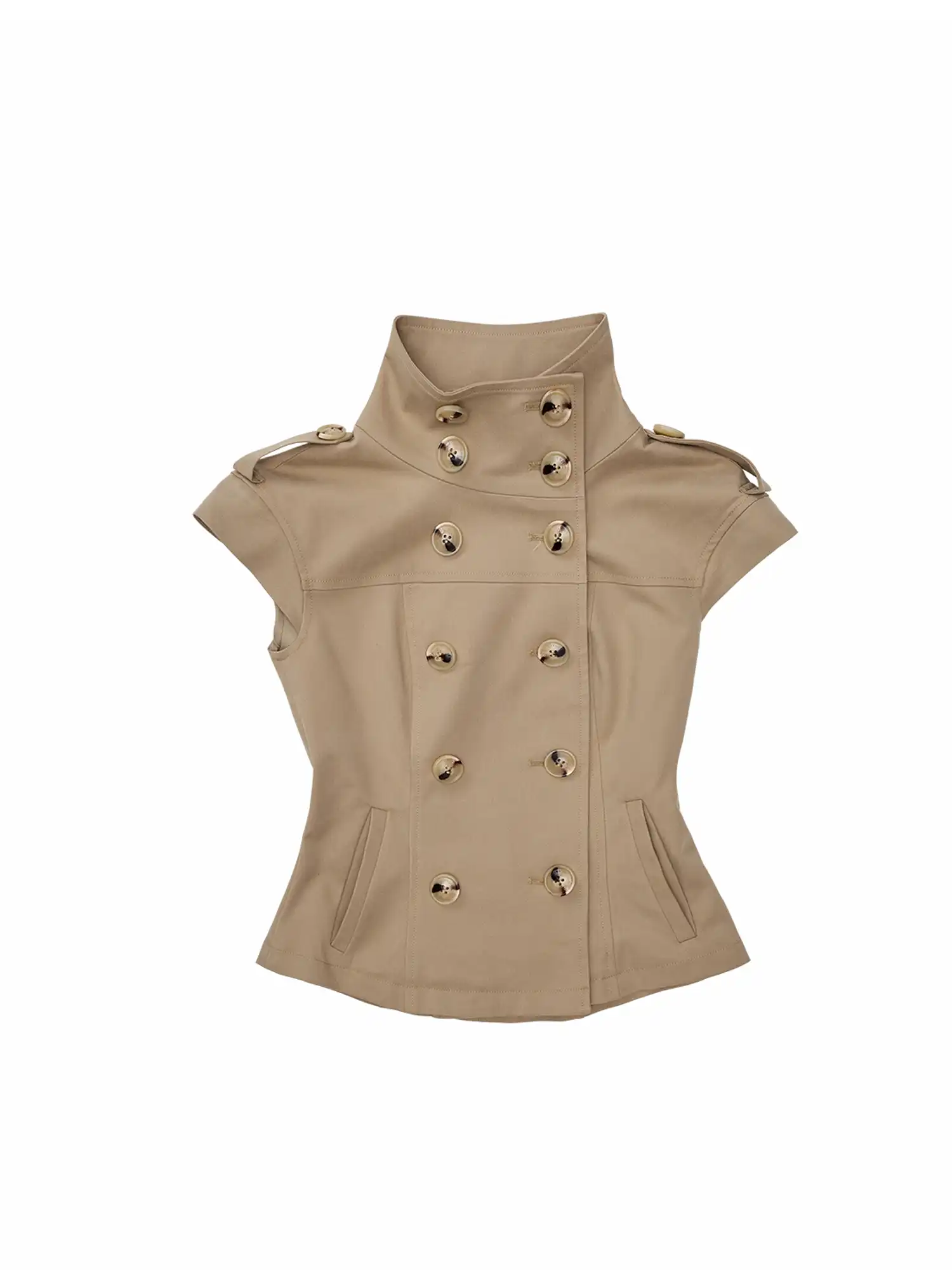Short Sleeve Cropped Trench Jacket - Image 2