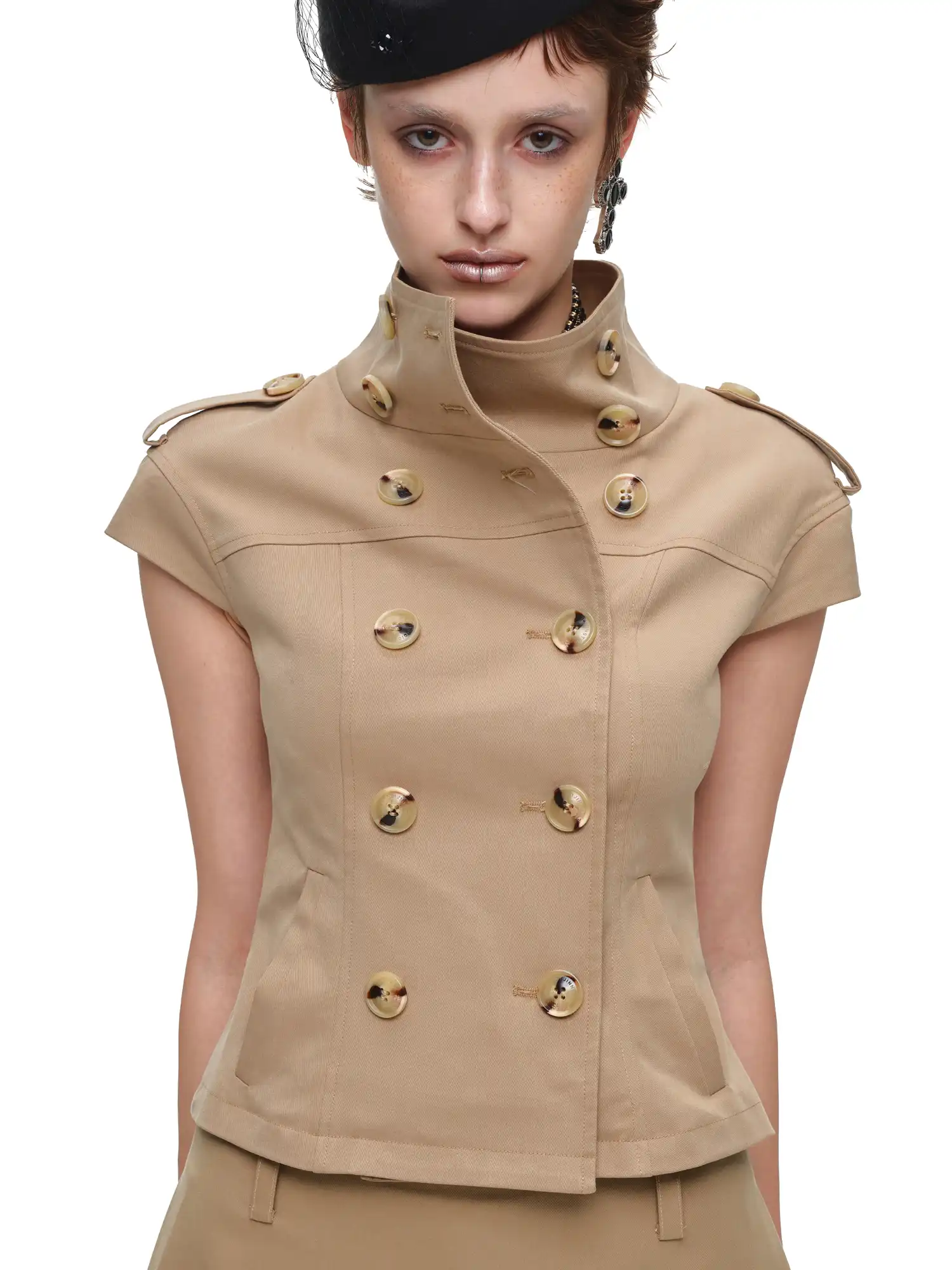 Short Sleeve Cropped Trench Jacket - Image 4