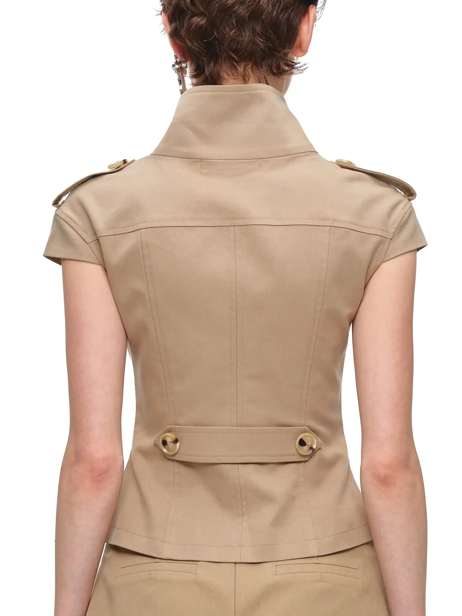 Short Sleeve Cropped Trench Jacket - Image 5