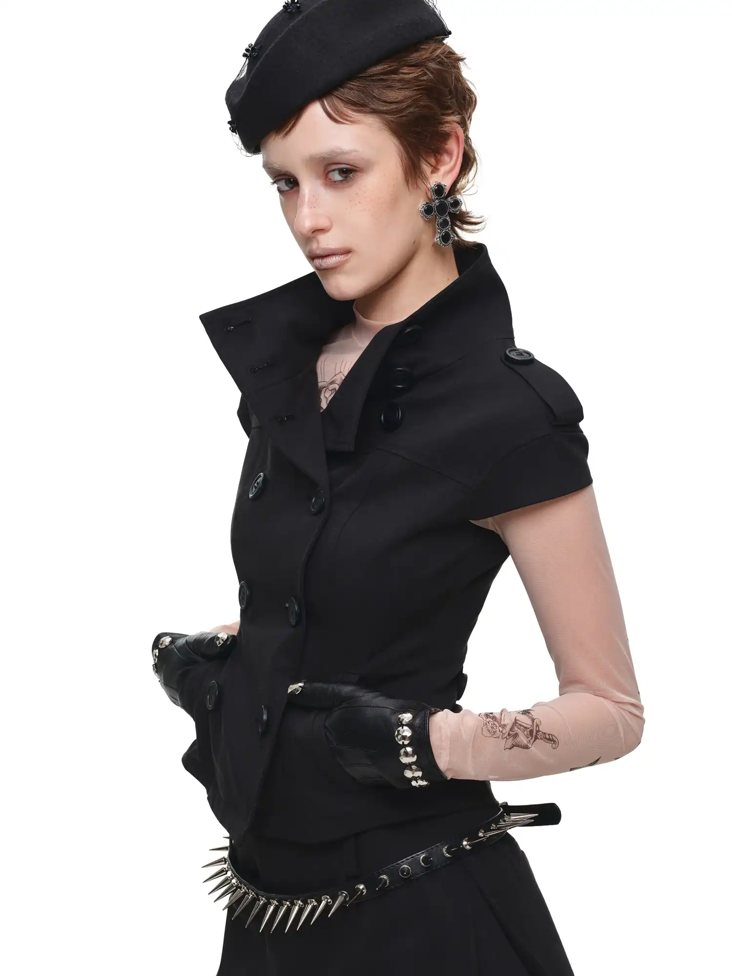 Short Sleeve Cropped Trench Jacket - Image 8