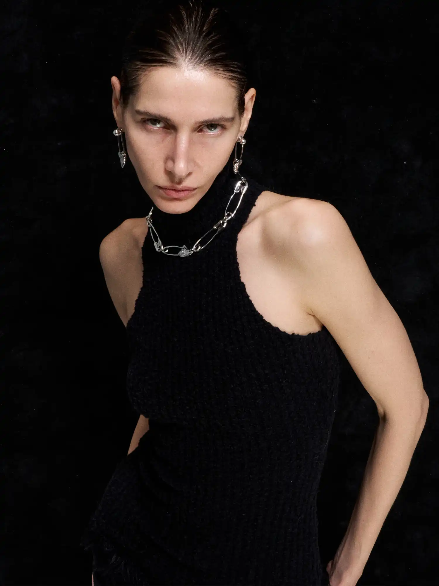 Silver Fishbone Safety-Pin Choker - Image 6