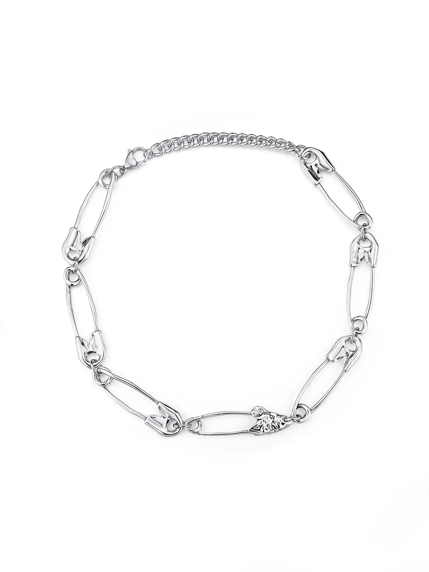 Silver Fishbone Safety-Pin Choker - Image 8