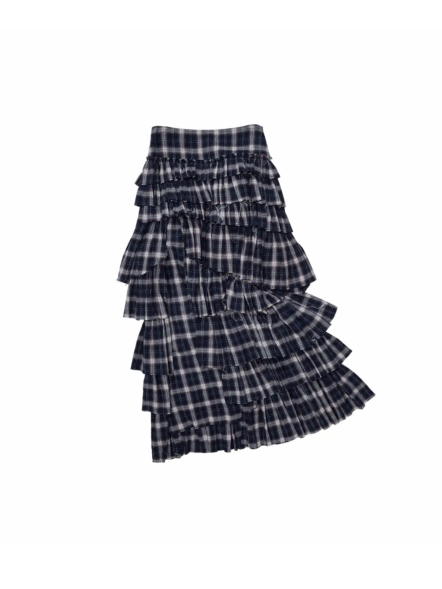 Slit Plaid Tiered Ruffle Maxi Skirt - Image 2