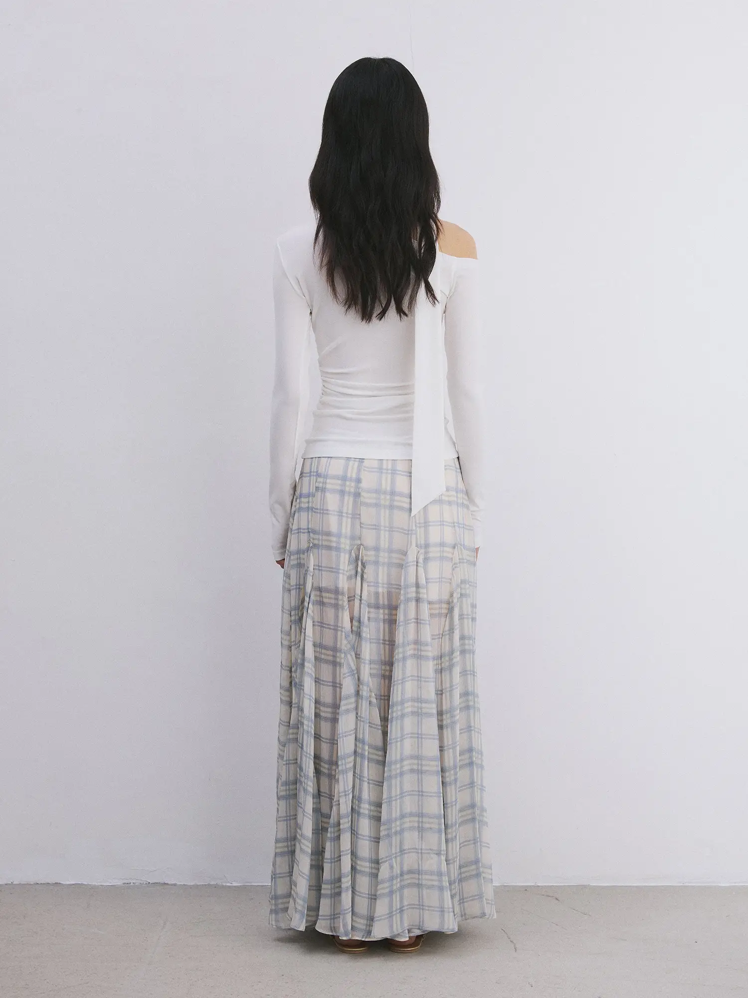 Balletcore Plaid Sheer Midi Skirt - Image 5