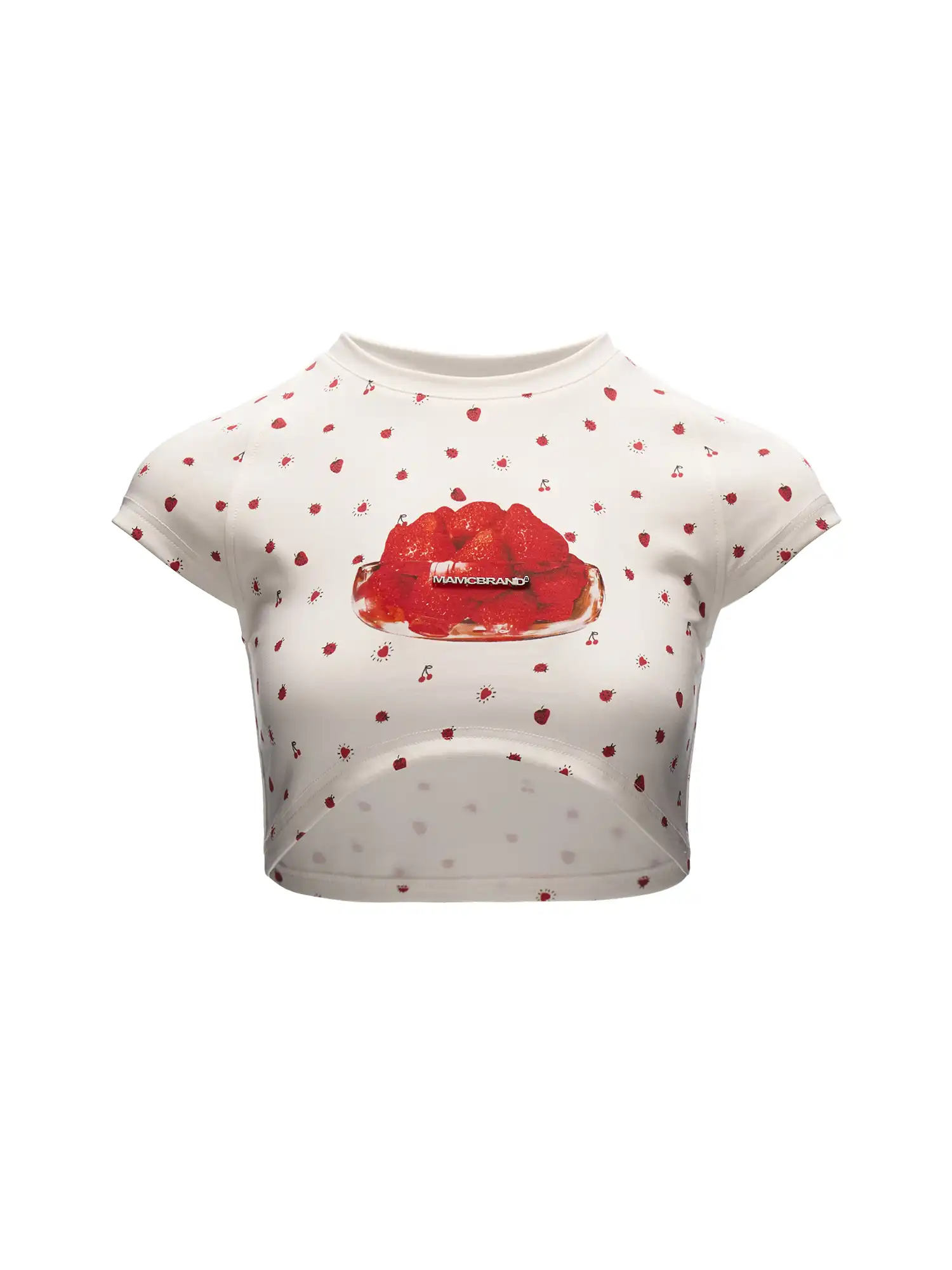 Strawberry Curved Hem Cropped Baby Tee - Image 4
