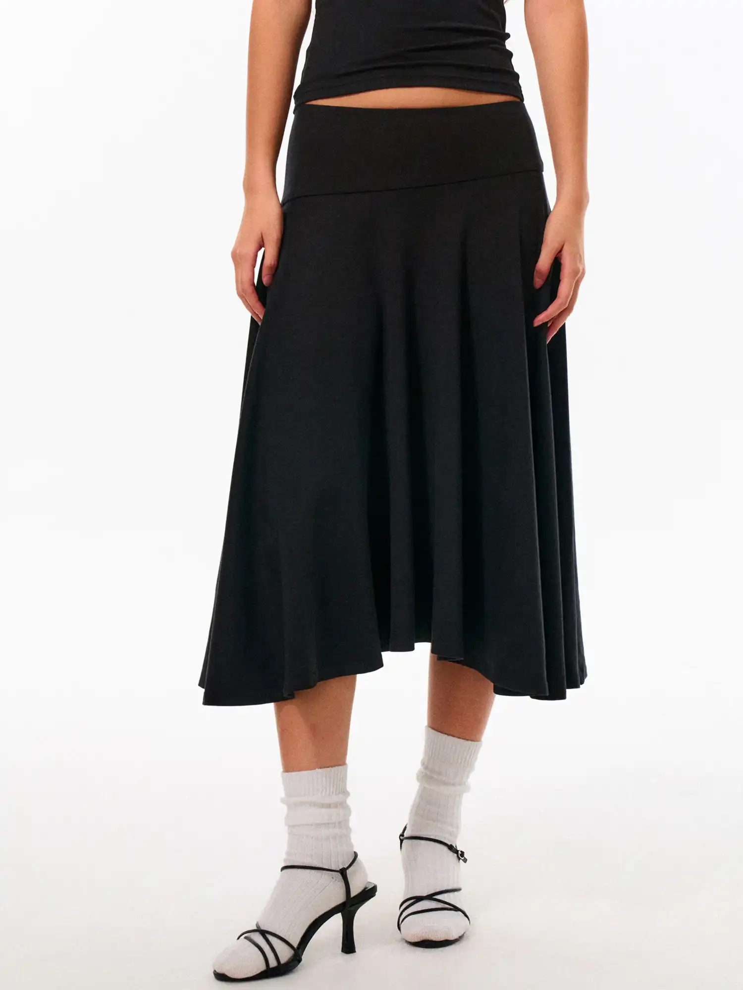Stretchy Pleated Midi Skirt - Image 5