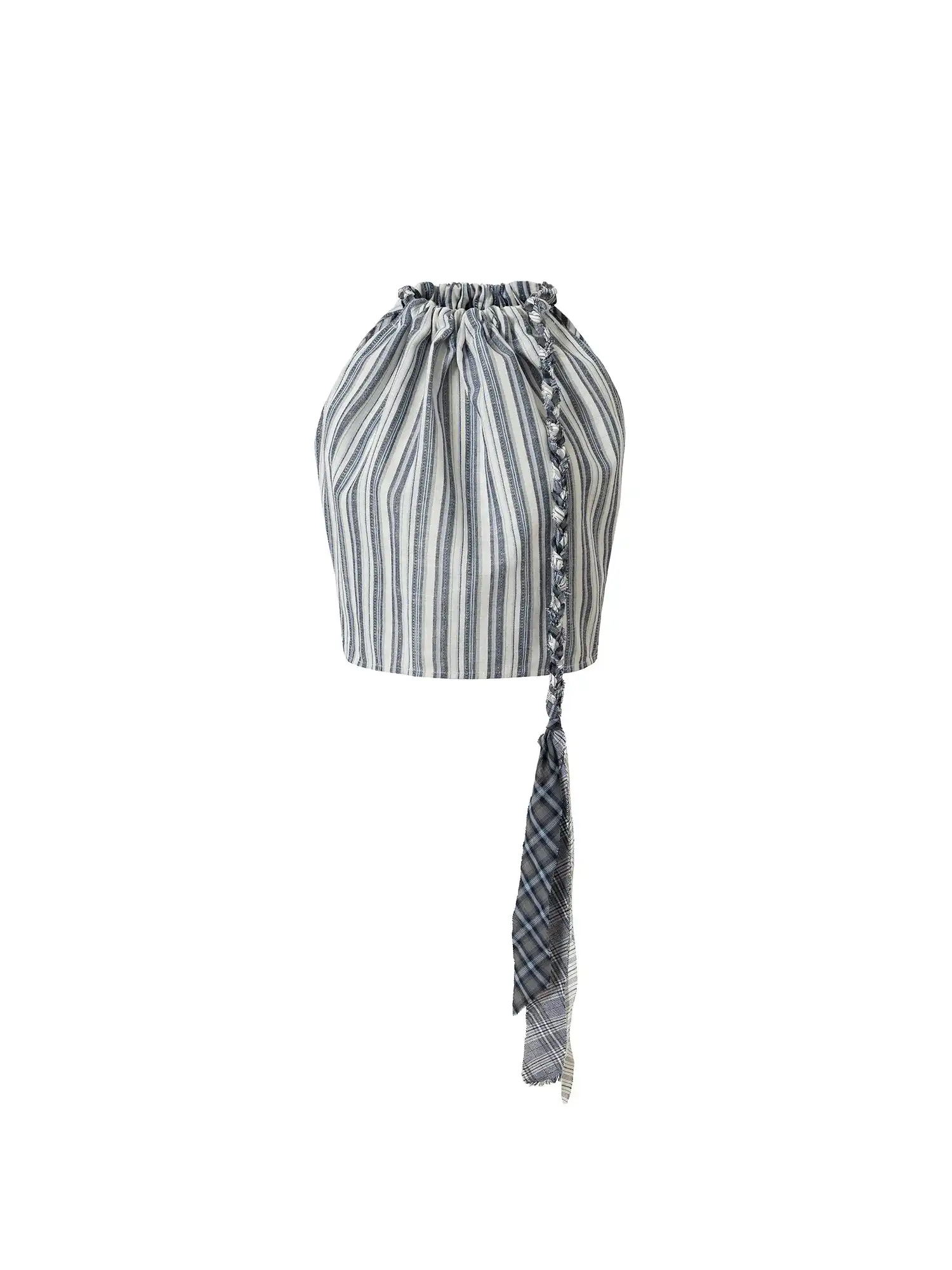 Striped Linen Halter Crop Top - Image 3