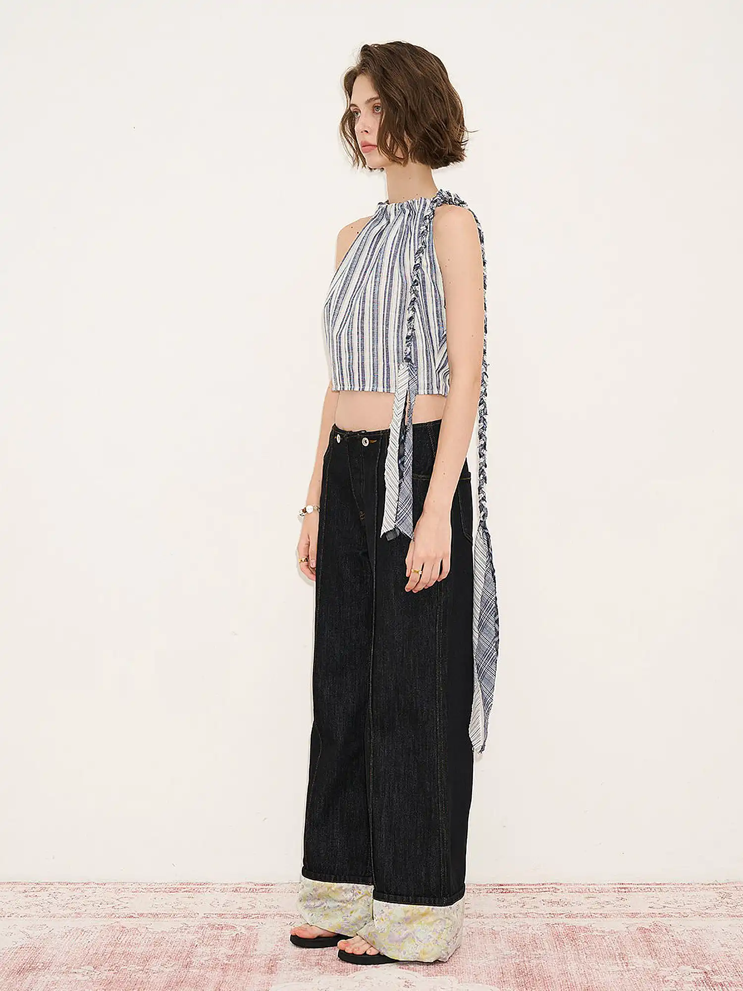 Striped Linen Halter Crop Top - Image 5