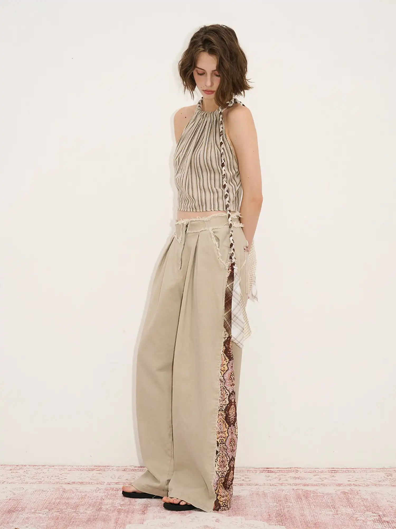 Striped Linen Halter Crop Top - Image 8